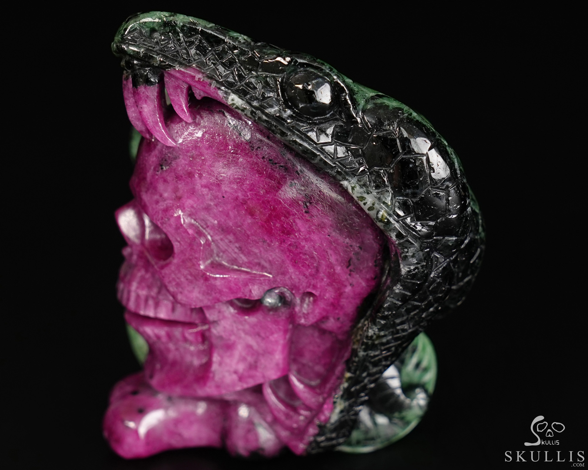 June 11, 2026 ACSAD (A Crystal Skull a Day) - The Poison & The Peony - 3.2" Carved Ruby Zoisite Crystal Skull with Coiled Serpent Sculpture, Crystal Healing June 11, 2026 ACSAD (A Crystal Skull a Day) - The Poison & The Peony - 3.2" Carved Ruby Zoisite Crystal Skull with Coiled Serpent Sculpture, Crystal Healing