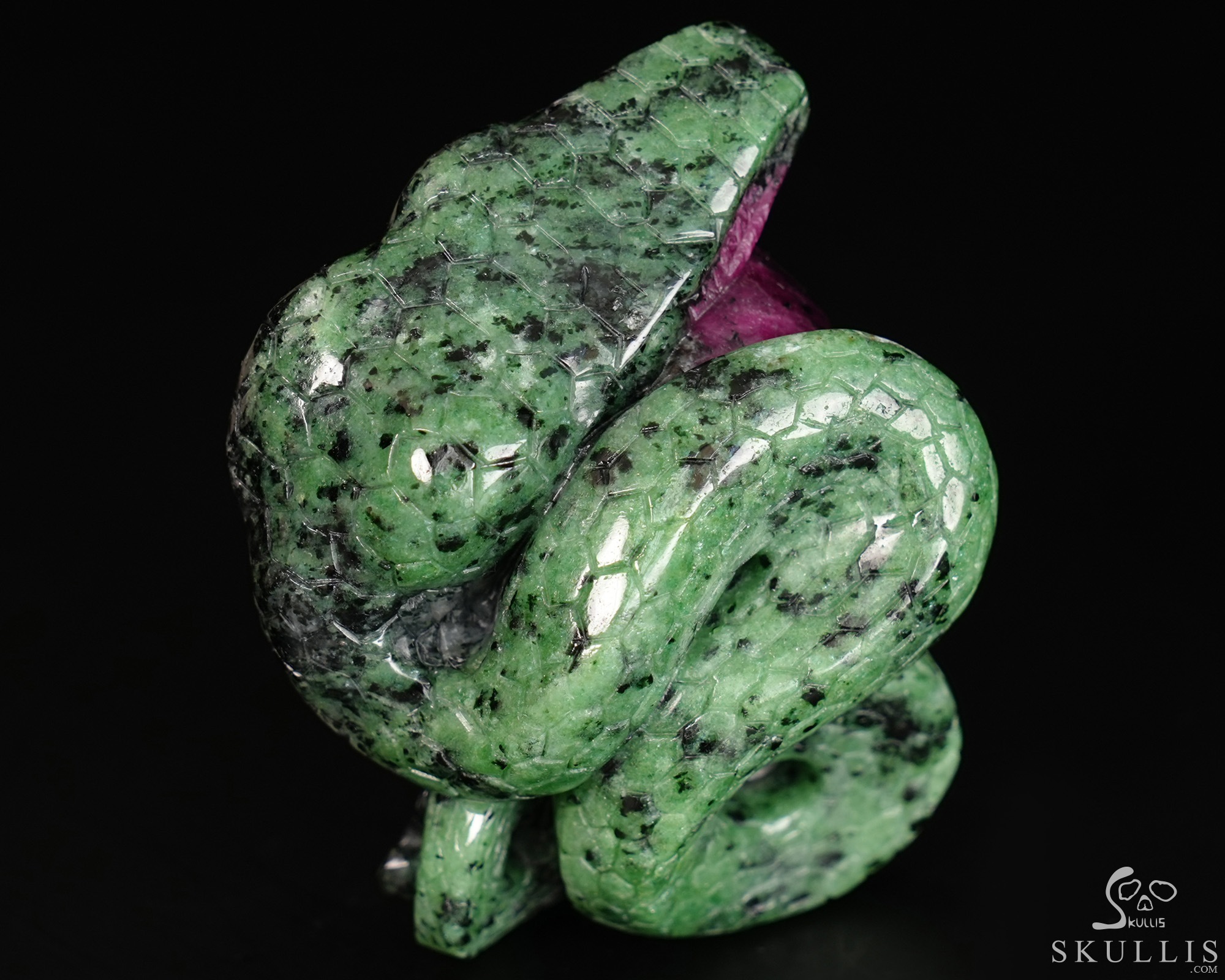 June 11, 2026 ACSAD (A Crystal Skull a Day) - The Poison & The Peony - 3.2" Carved Ruby Zoisite Crystal Skull with Coiled Serpent Sculpture, Crystal Healing June 11, 2026 ACSAD (A Crystal Skull a Day) - The Poison & The Peony - 3.2" Carved Ruby Zoisite Crystal Skull with Coiled Serpent Sculpture, Crystal Healing