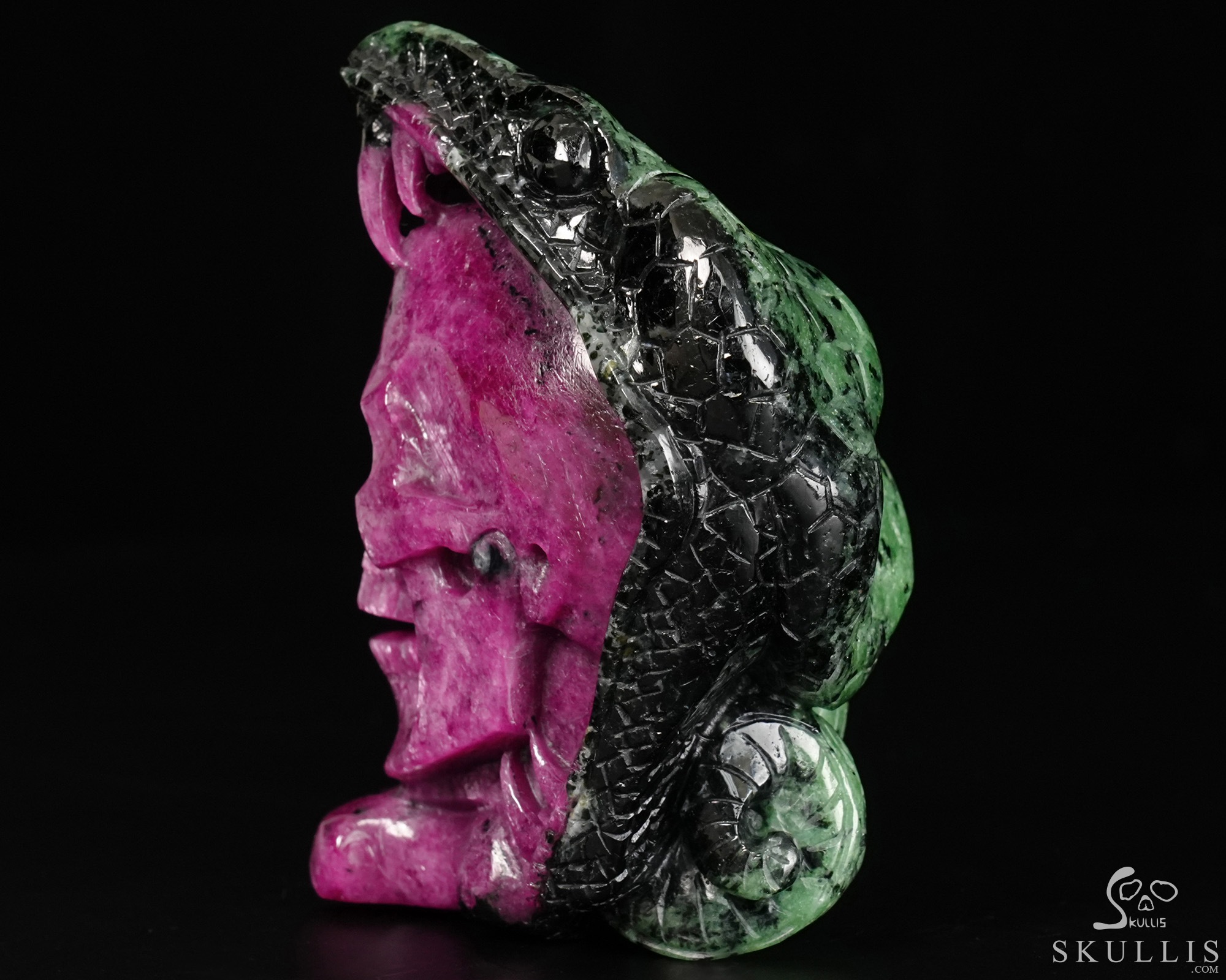 June 11, 2026 ACSAD (A Crystal Skull a Day) - The Poison & The Peony - 3.2" Carved Ruby Zoisite Crystal Skull with Coiled Serpent Sculpture, Crystal Healing June 11, 2026 ACSAD (A Crystal Skull a Day) - The Poison & The Peony - 3.2" Carved Ruby Zoisite Crystal Skull with Coiled Serpent Sculpture, Crystal Healing