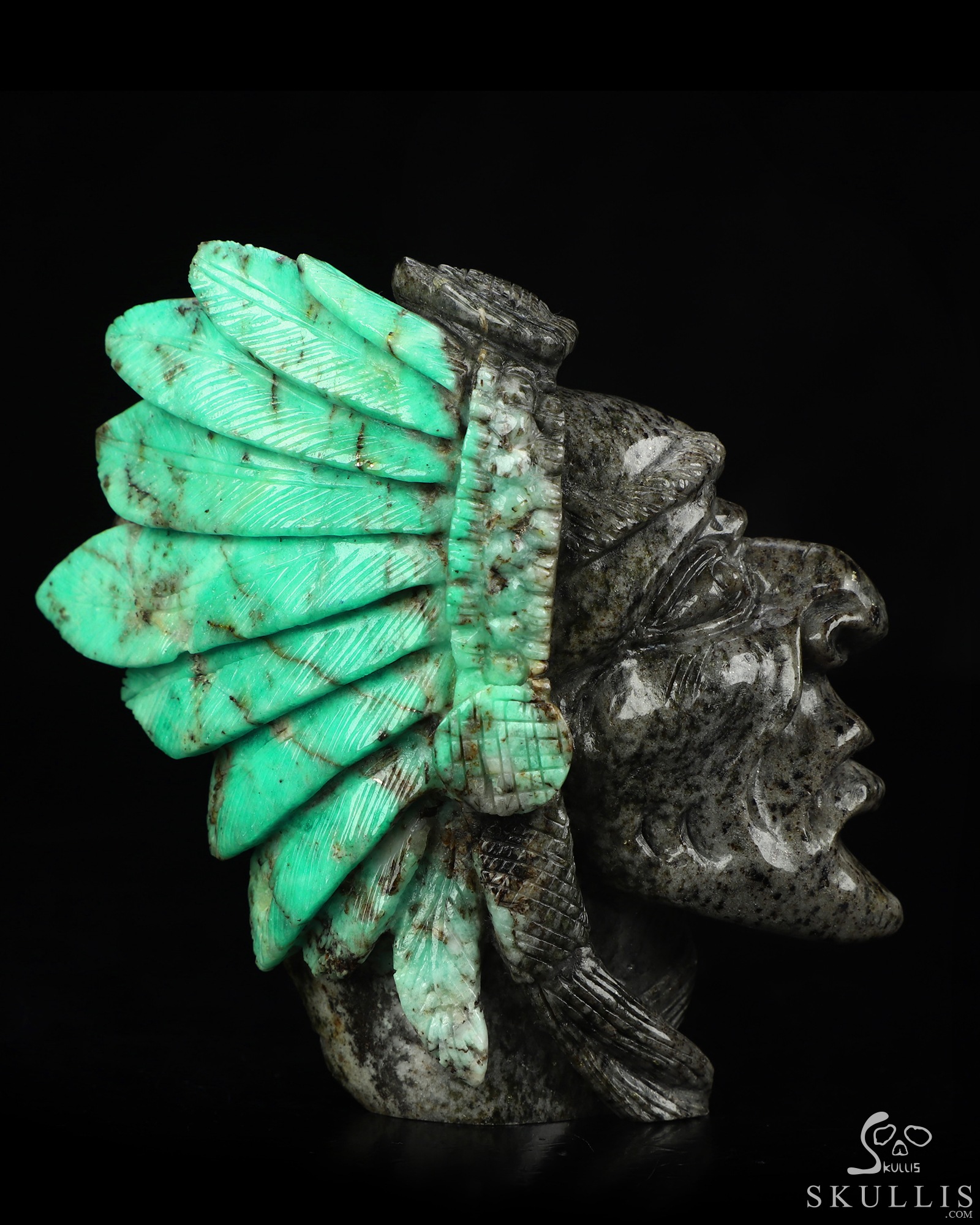 Gemstone 4.1" Emerald Hand Carved Indian Crystal Skull Sculpture, Crystal Healing Gemstone 4.1" Emerald Hand Carved Indian Crystal Skull Sculpture, Crystal Healing