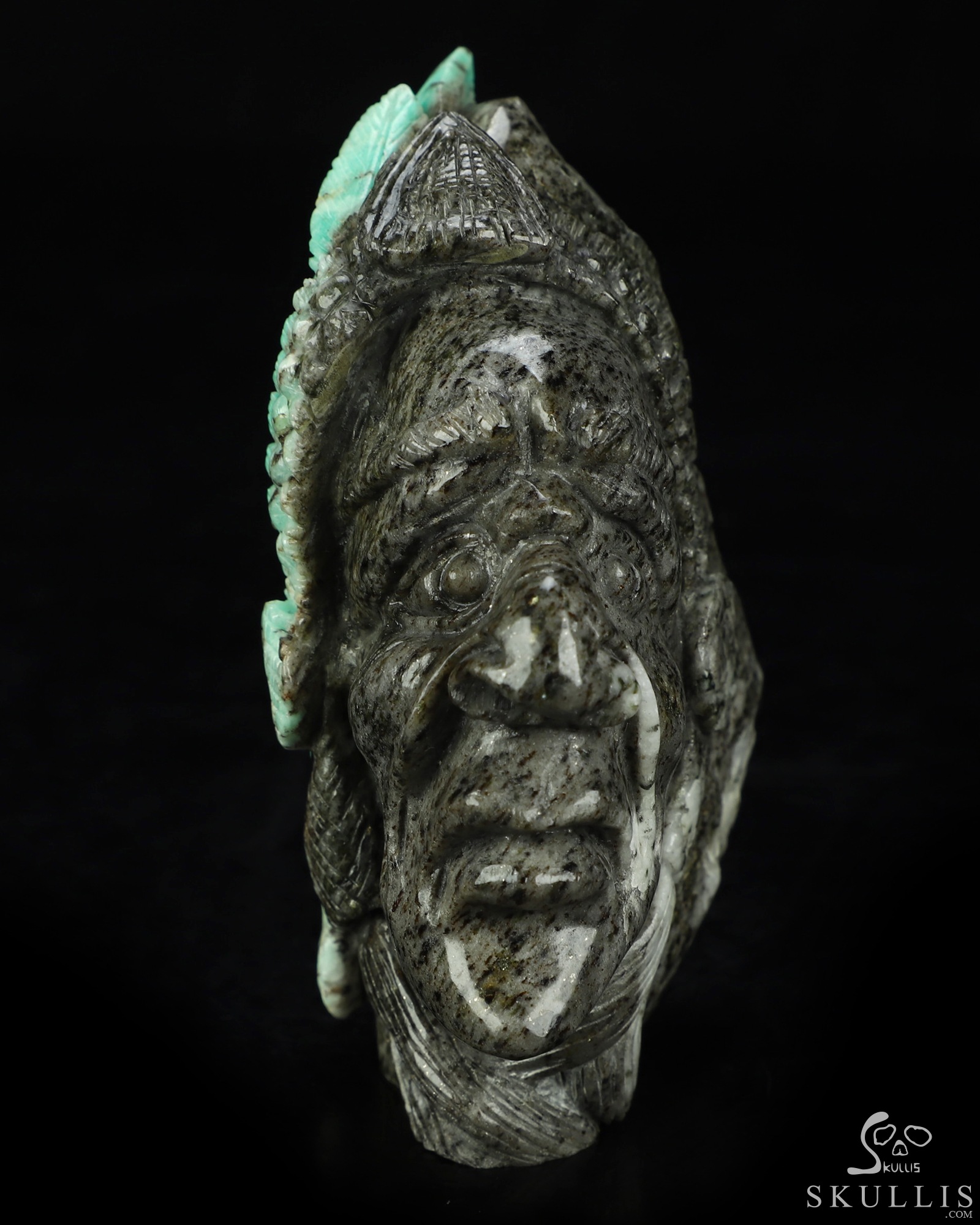 Gemstone 4.1" Emerald Hand Carved Indian Crystal Skull Sculpture, Crystal Healing Gemstone 4.1" Emerald Hand Carved Indian Crystal Skull Sculpture, Crystal Healing