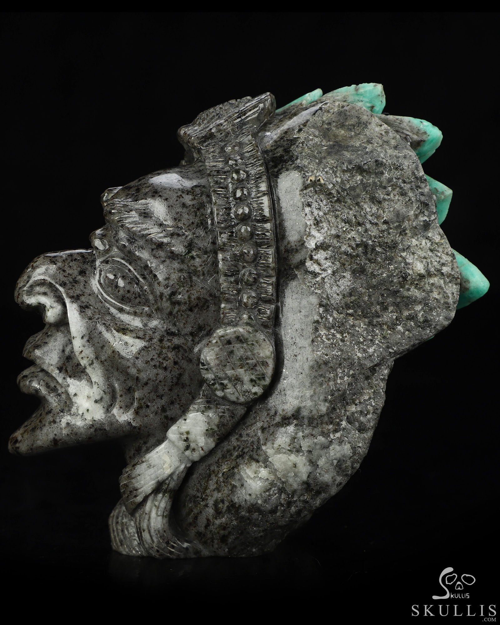 Gemstone 4.1" Emerald Hand Carved Indian Crystal Skull Sculpture, Crystal Healing Gemstone 4.1" Emerald Hand Carved Indian Crystal Skull Sculpture, Crystal Healing