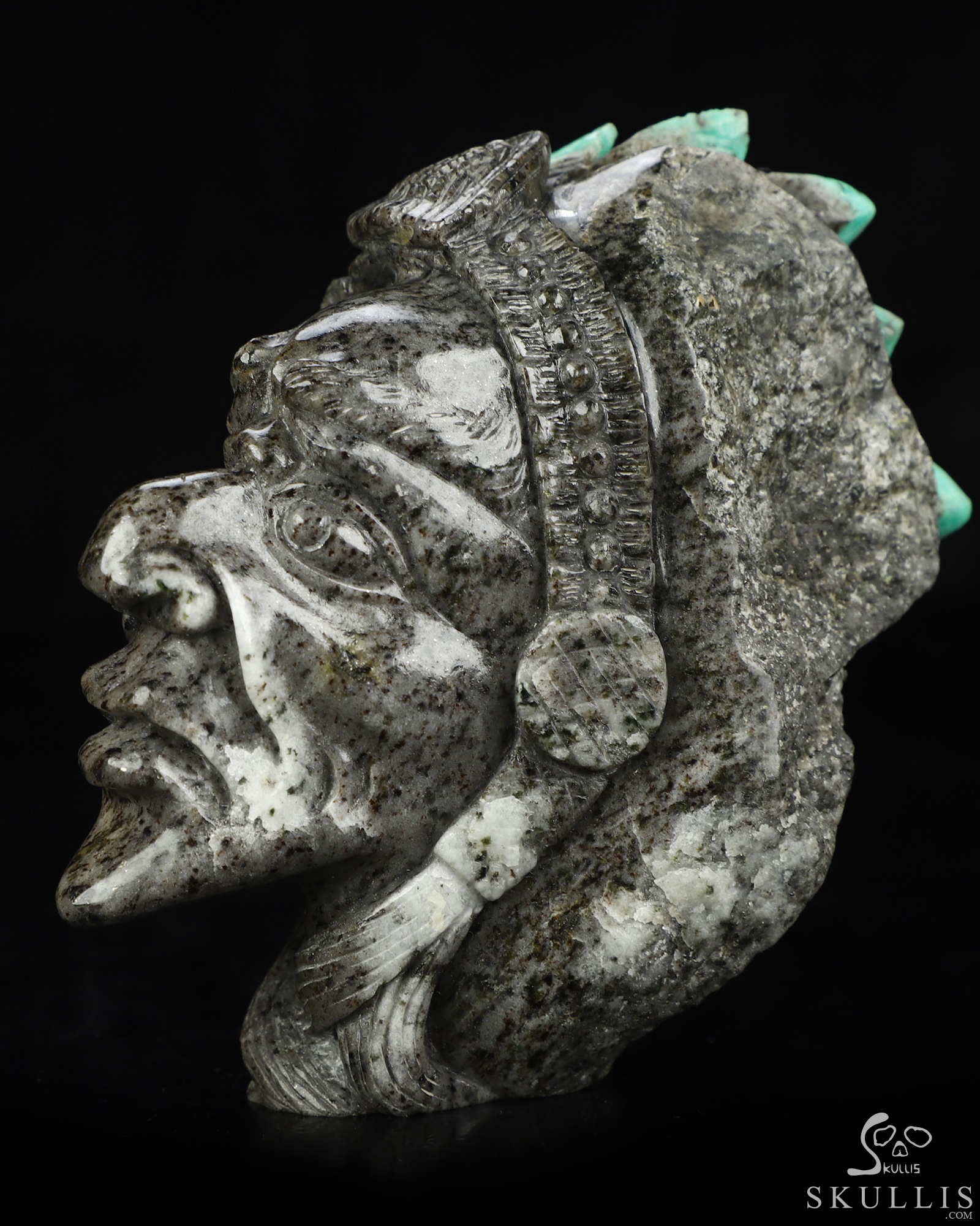 Gemstone 4.1" Emerald Hand Carved Indian Crystal Skull Sculpture, Crystal Healing Gemstone 4.1" Emerald Hand Carved Indian Crystal Skull Sculpture, Crystal Healing