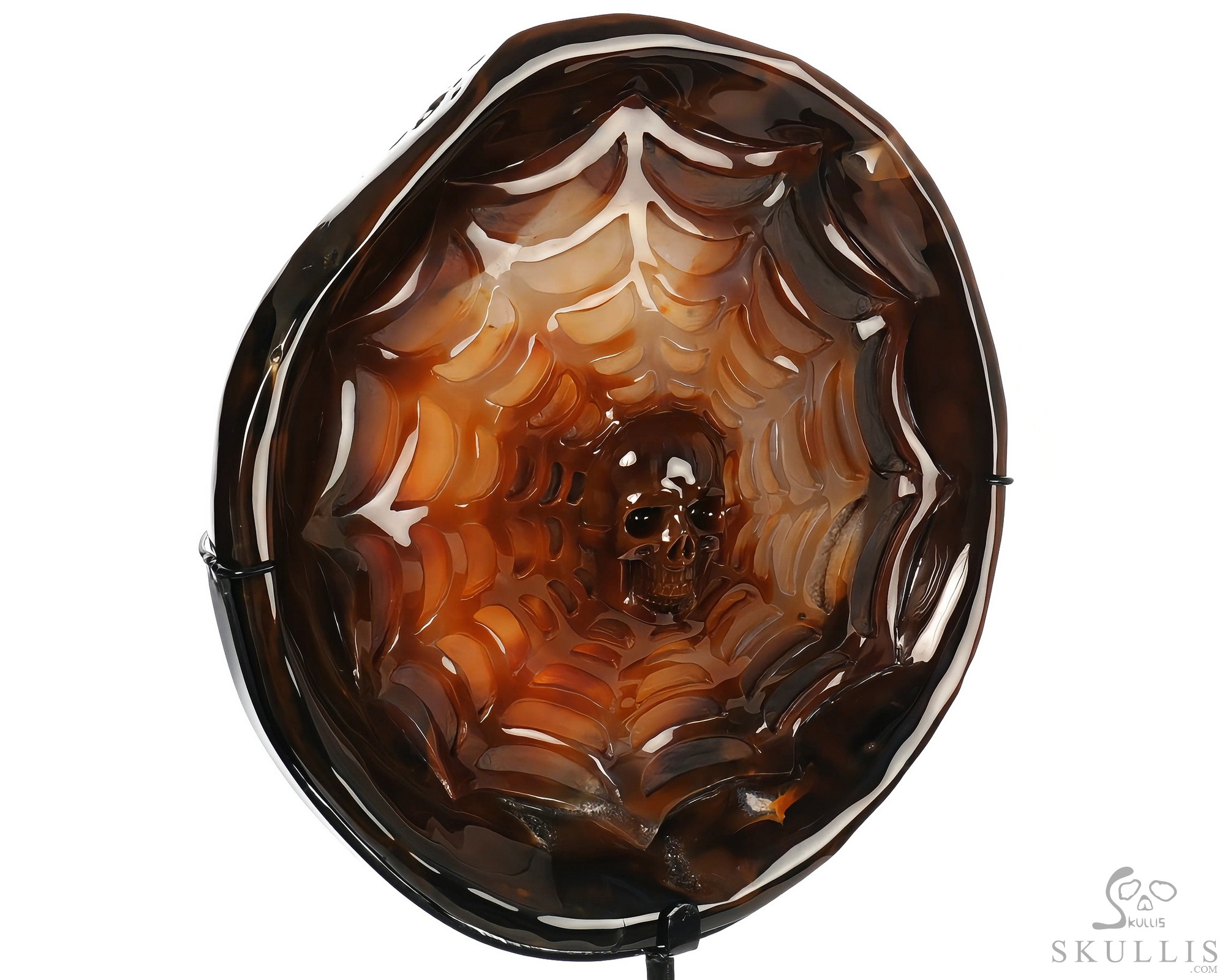 June 15, 2026 ACSAD (A Crystal Skull a Day) - Behind the Lattice - 9.1" Carved Premium Brazilian Agate Geode Spider Web Crystal Skull Sculpture With A Stand , Crystal Healing June 15, 2026 ACSAD (A Crystal Skull a Day) - Behind the Lattice - 9.1" Carved Premium Brazilian Agate Geode Spider Web Crystal Skull Sculpture With A Stand , Crystal Healing