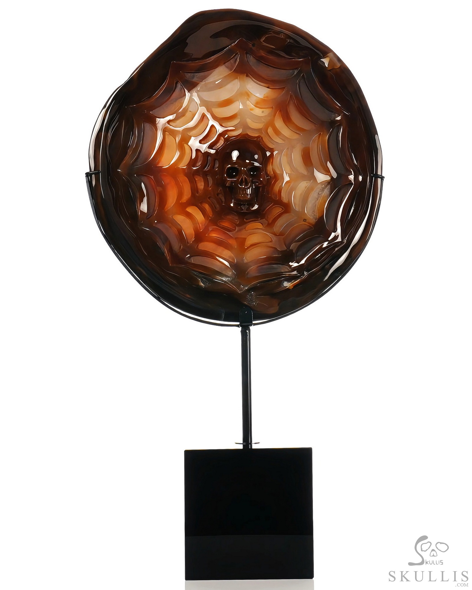 June 15, 2026 ACSAD (A Crystal Skull a Day) - Behind the Lattice - 9.1" Carved Premium Brazilian Agate Geode Spider Web Crystal Skull Sculpture With A Stand , Crystal Healing June 15, 2026 ACSAD (A Crystal Skull a Day) - Behind the Lattice - 9.1" Carved Premium Brazilian Agate Geode Spider Web Crystal Skull Sculpture With A Stand , Crystal Healing