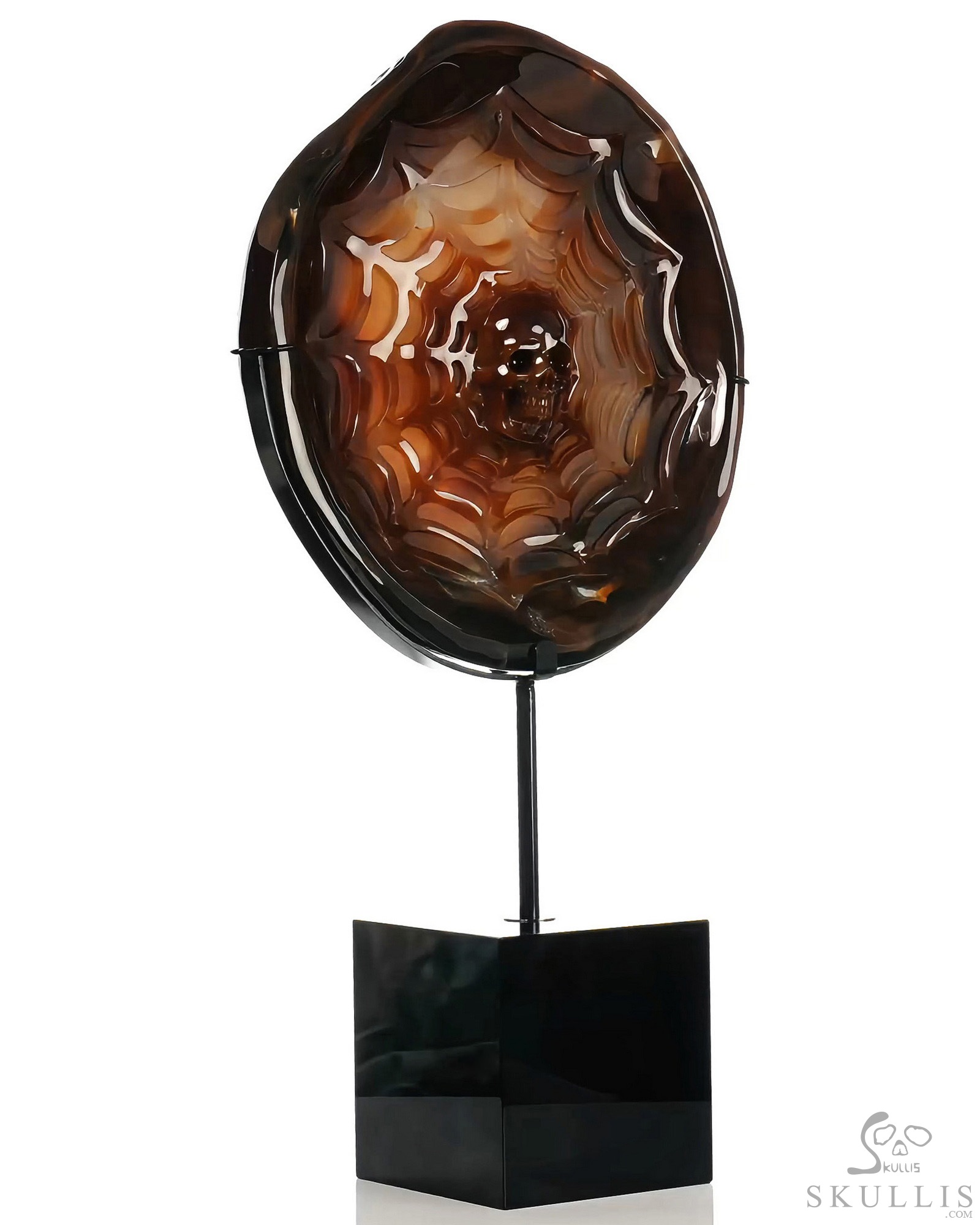 June 15, 2026 ACSAD (A Crystal Skull a Day) - Behind the Lattice - 9.1" Carved Premium Brazilian Agate Geode Spider Web Crystal Skull Sculpture With A Stand , Crystal Healing June 15, 2026 ACSAD (A Crystal Skull a Day) - Behind the Lattice - 9.1" Carved Premium Brazilian Agate Geode Spider Web Crystal Skull Sculpture With A Stand , Crystal Healing