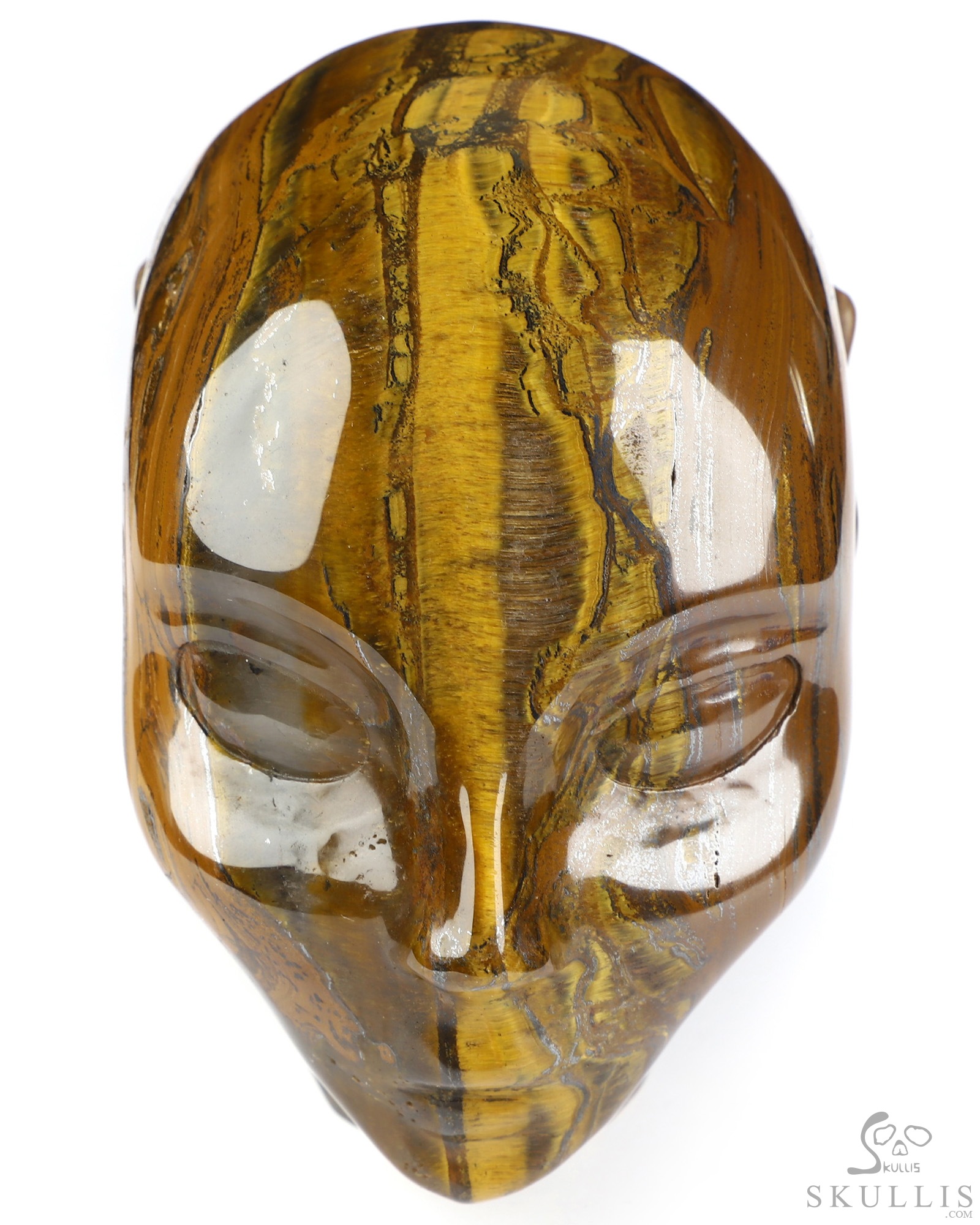 4.1" Tiger Iron Eye Hand Carved Fairy Elf Alien Crystal Skull Companion Sculpture, Crystal Healing 4.1" Tiger Iron Eye Hand Carved Fairy Elf Alien Crystal Skull Companion Sculpture, Crystal Healing