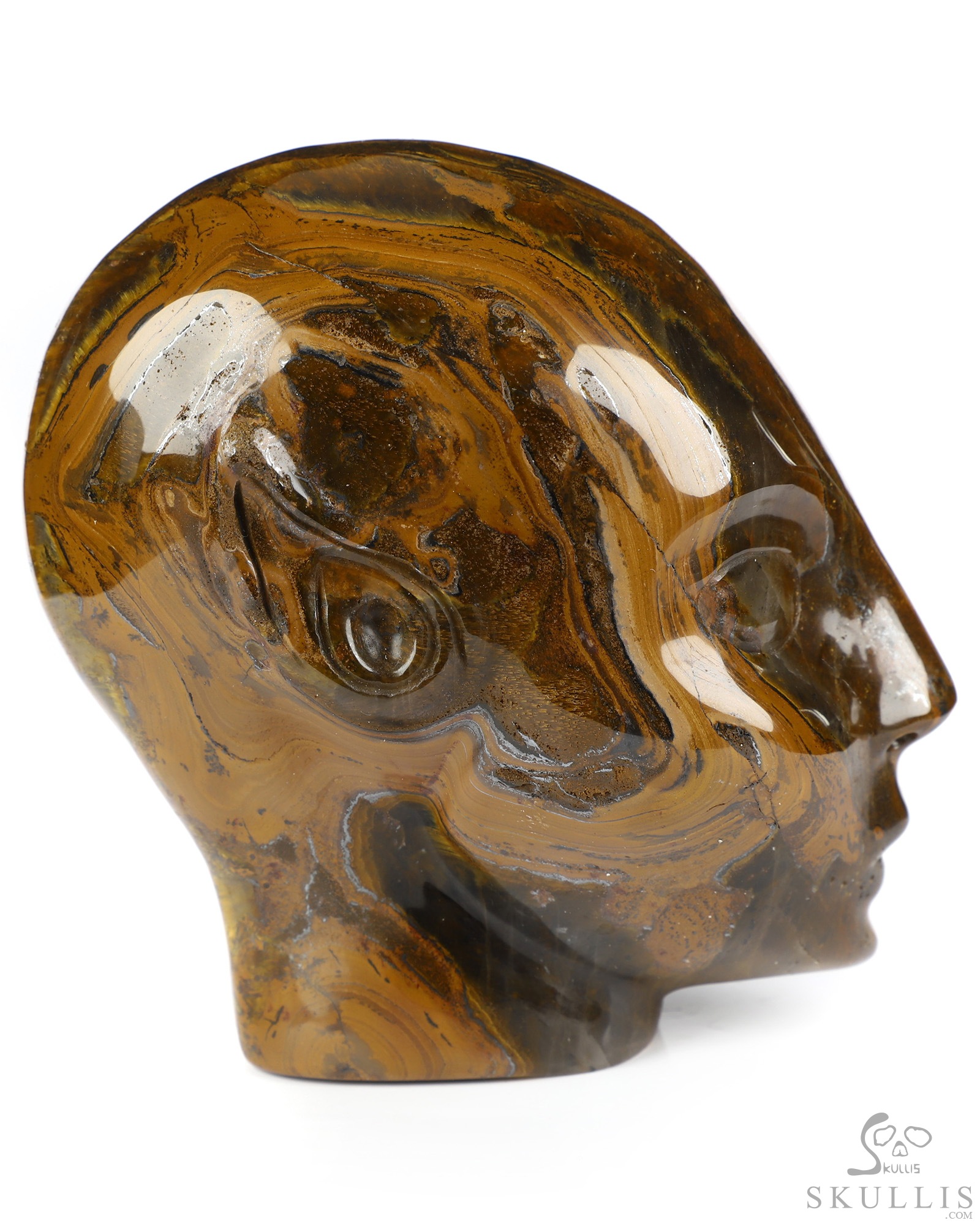 4.1" Tiger Iron Eye Hand Carved Fairy Elf Alien Crystal Skull Companion Sculpture, Crystal Healing 4.1" Tiger Iron Eye Hand Carved Fairy Elf Alien Crystal Skull Companion Sculpture, Crystal Healing