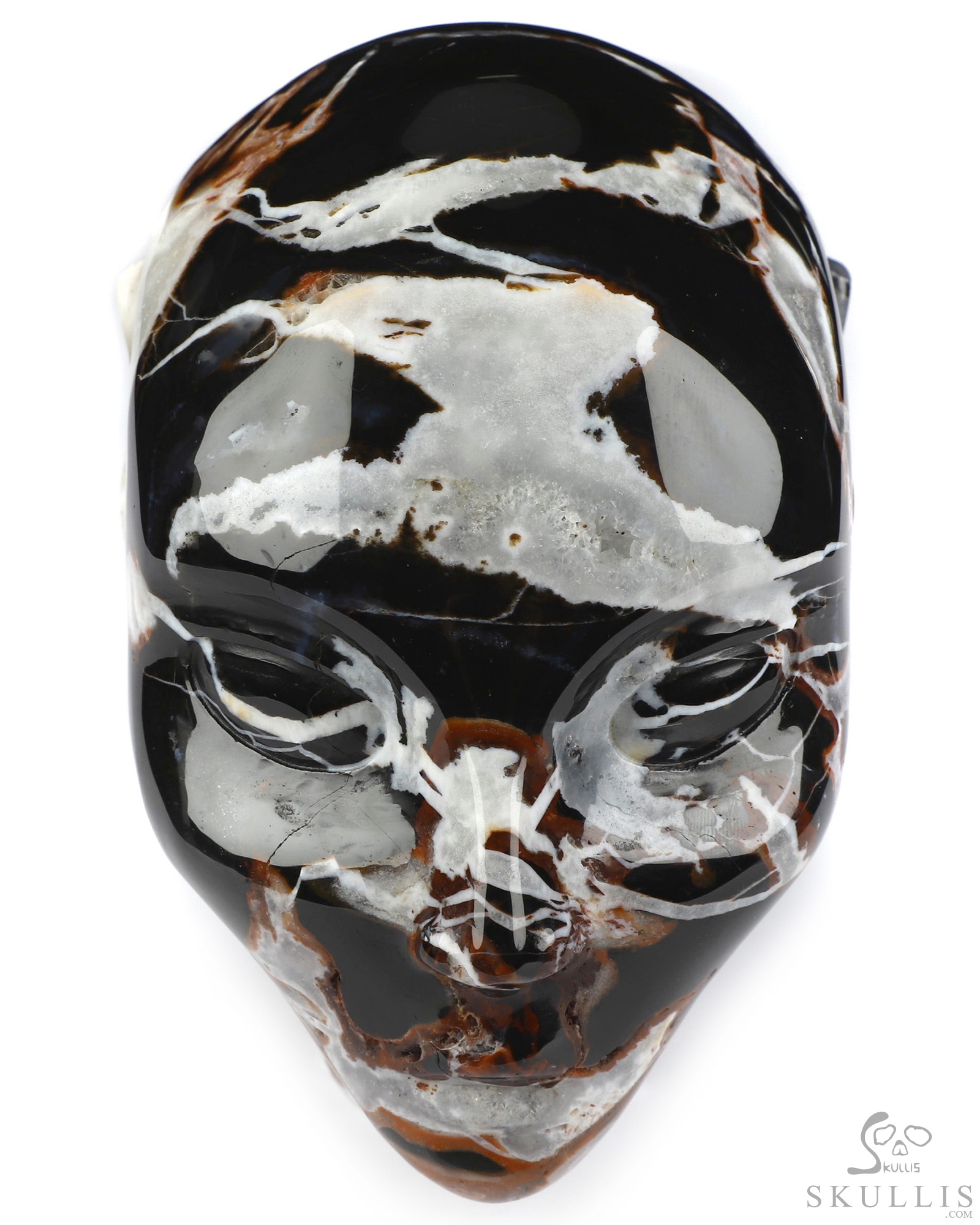 4.0" Black Zebra Agate Hand Carved Fairy Elf Alien Crystal Skull Companion Sculpture, Crystal Healing 4.0" Black Zebra Agate Hand Carved Fairy Elf Alien Crystal Skull Companion Sculpture, Crystal Healing
