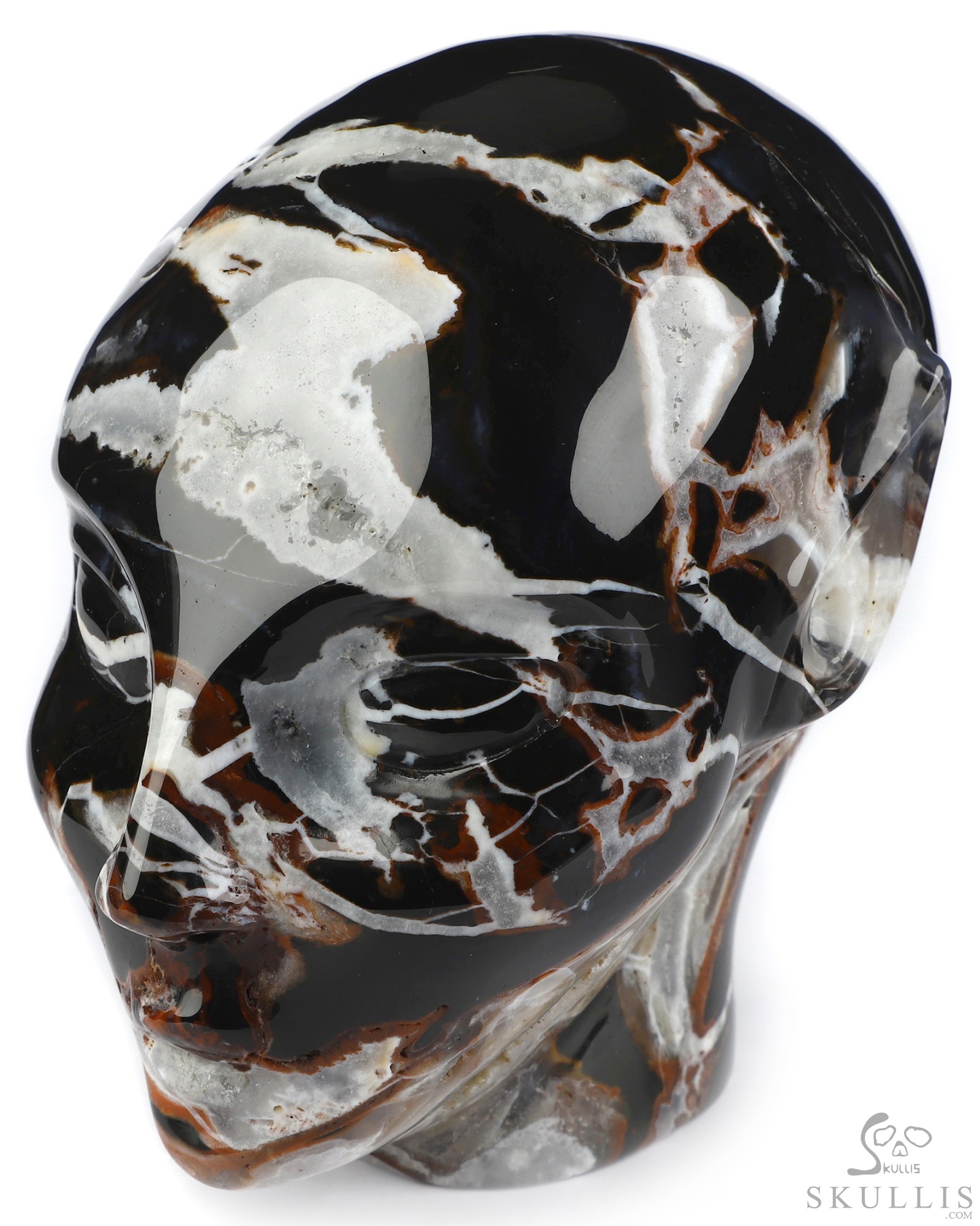 4.0" Black Zebra Agate Hand Carved Fairy Elf Alien Crystal Skull Companion Sculpture, Crystal Healing 4.0" Black Zebra Agate Hand Carved Fairy Elf Alien Crystal Skull Companion Sculpture, Crystal Healing