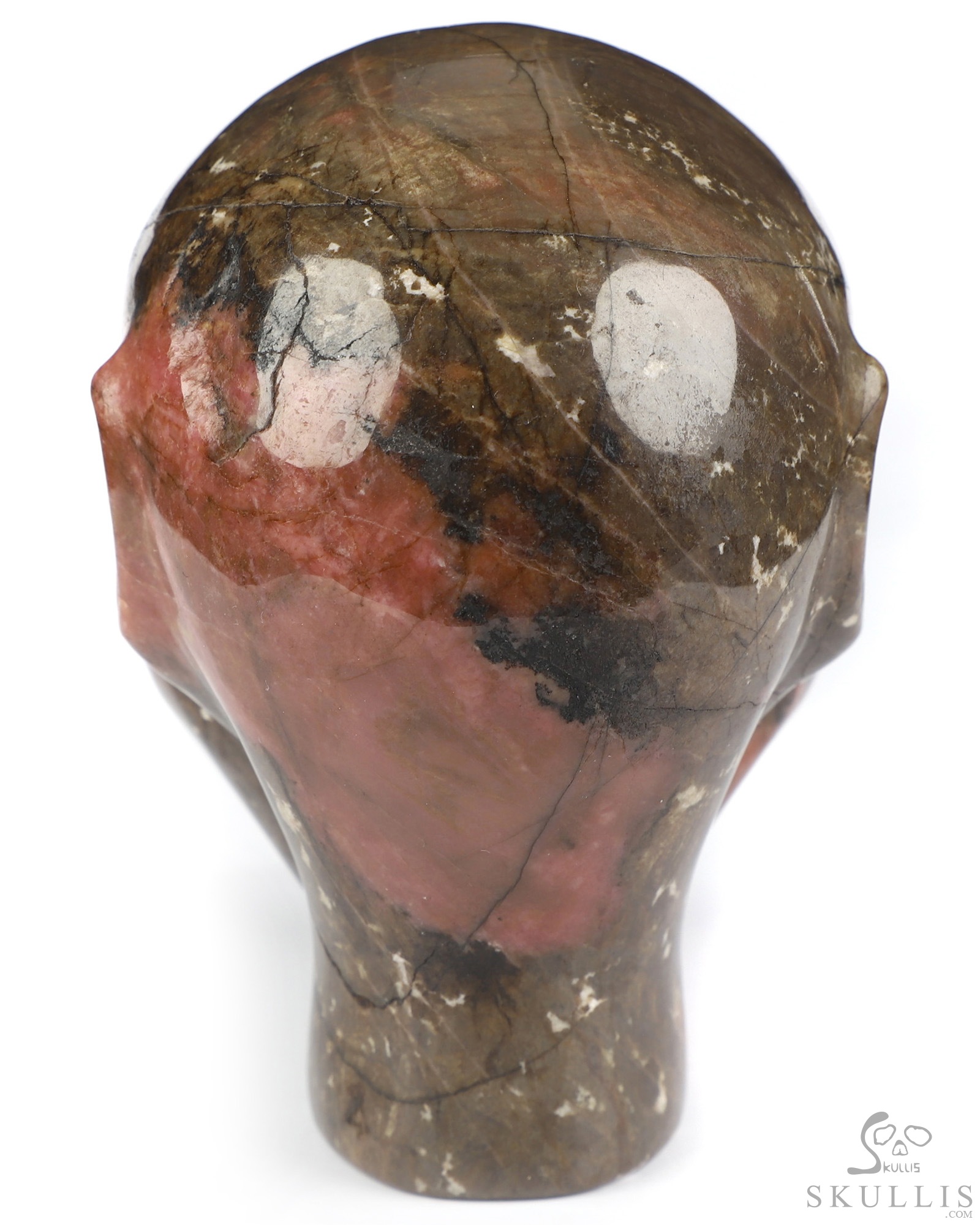 4.0" Pink & Black Rhodonite Hand Carved Fairy Elf Alien Crystal Skull Companion Sculpture, Crystal Healing 4.0" Pink & Black Rhodonite Hand Carved Fairy Elf Alien Crystal Skull Companion Sculpture, Crystal Healing