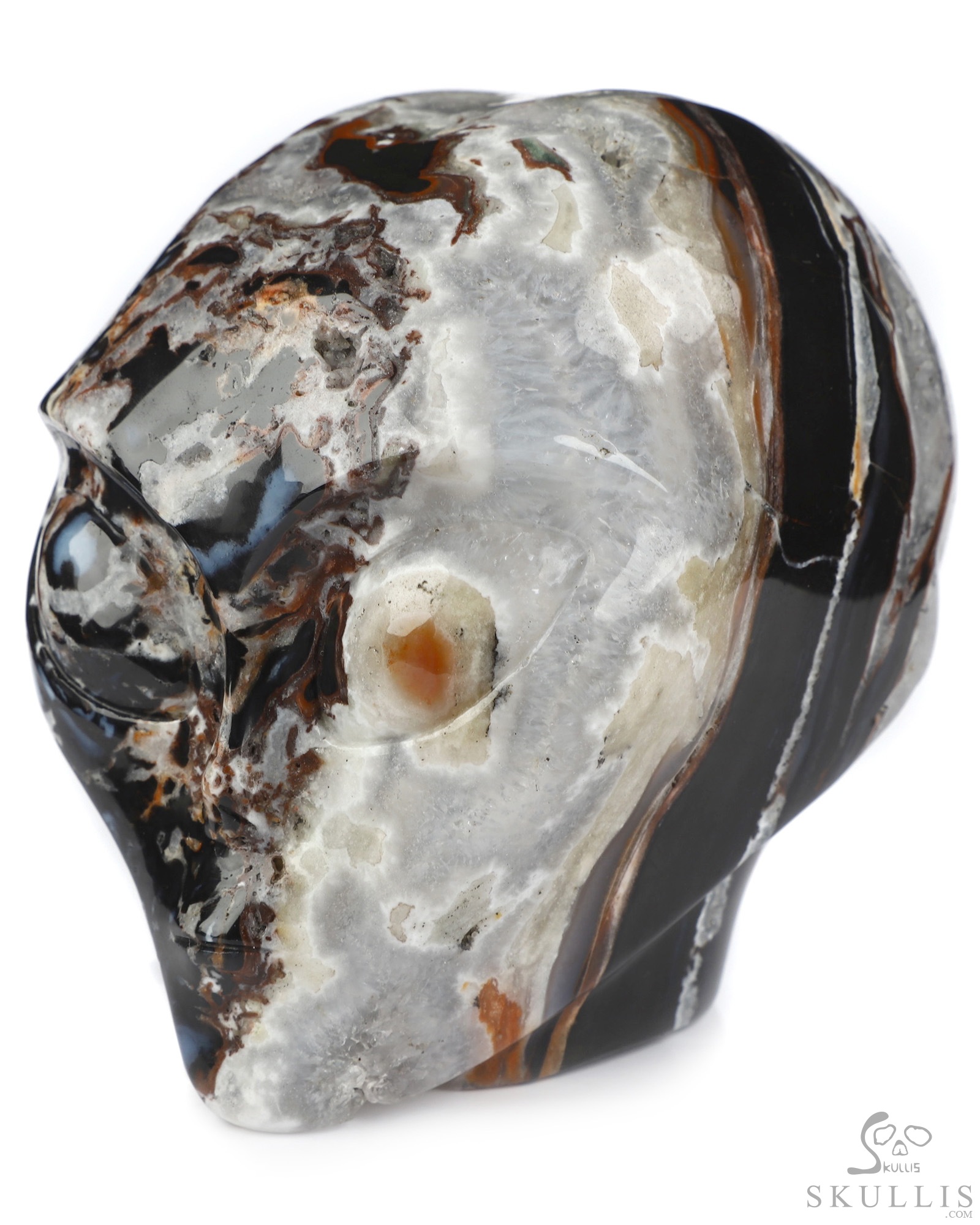 4.0" Black Zebra Agate Star Being Female Alien Crystal Skull Companion, Hand Carved Gemstone Fine Art Sculpture, Reiki Healing Stone Statue 4.0" Black Zebra Agate Star Being Female Alien Crystal Skull Companion, Hand Carved Gemstone Fine Art Sculpture, Reiki Healing Stone Statue