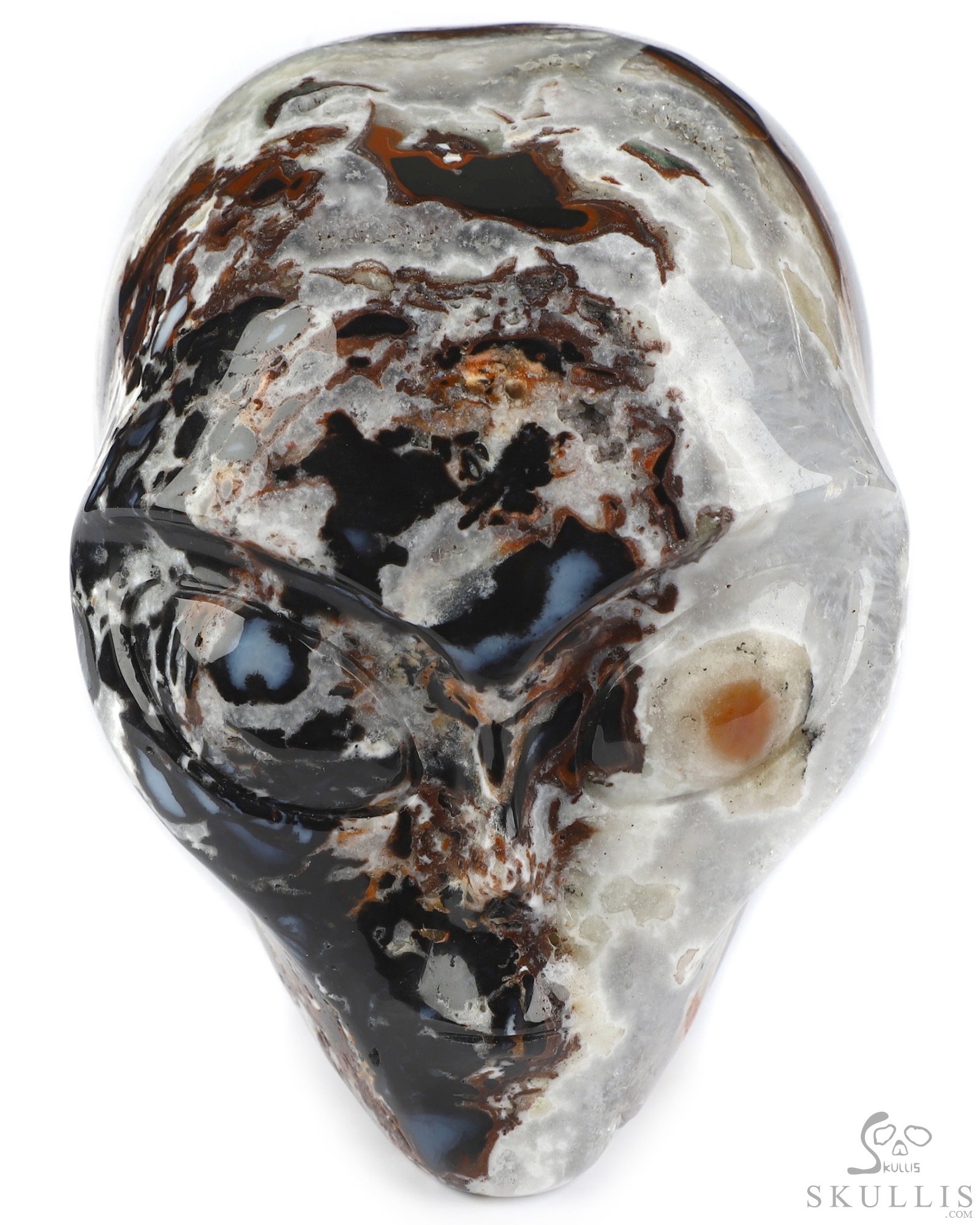 4.0" Black Zebra Agate Star Being Female Alien Crystal Skull Companion, Hand Carved Gemstone Fine Art Sculpture, Reiki Healing Stone Statue 4.0" Black Zebra Agate Star Being Female Alien Crystal Skull Companion, Hand Carved Gemstone Fine Art Sculpture, Reiki Healing Stone Statue