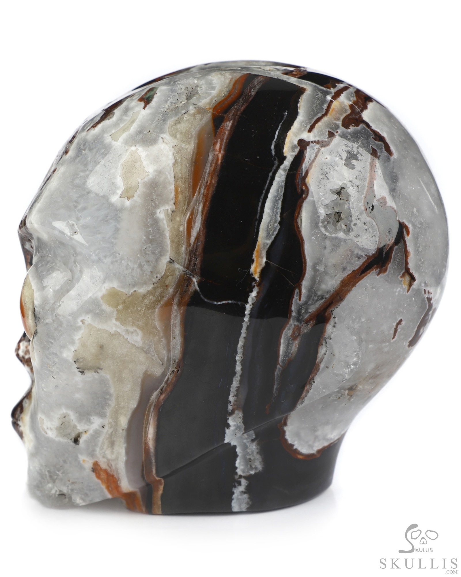 4.0" Black Zebra Agate Star Being Female Alien Crystal Skull Companion, Hand Carved Gemstone Fine Art Sculpture, Reiki Healing Stone Statue 4.0" Black Zebra Agate Star Being Female Alien Crystal Skull Companion, Hand Carved Gemstone Fine Art Sculpture, Reiki Healing Stone Statue