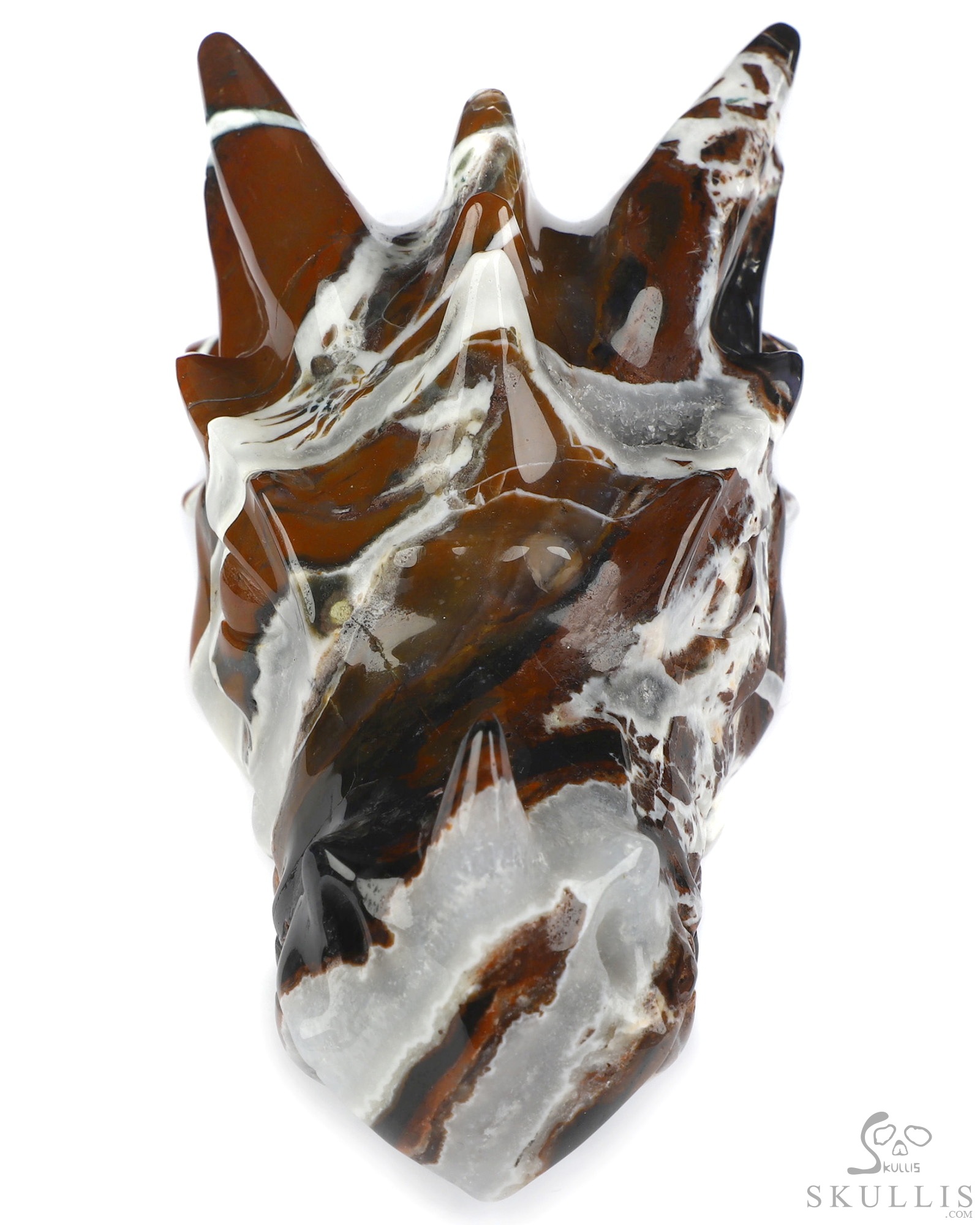 5.8" Black Zebra Agate Hand Carved Crystal Dragon Head Skull Sculpture, Crystal Healing 5.8" Black Zebra Agate Hand Carved Crystal Dragon Head Skull Sculpture, Crystal Healing
