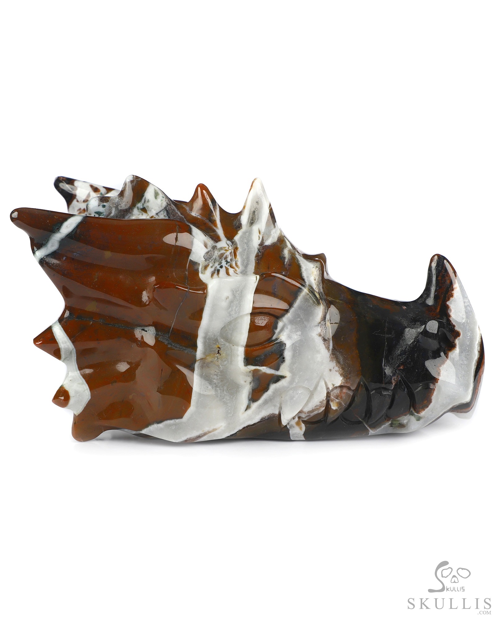 5.8" Black Zebra Agate Hand Carved Crystal Dragon Head Skull Sculpture, Crystal Healing 5.8" Black Zebra Agate Hand Carved Crystal Dragon Head Skull Sculpture, Crystal Healing