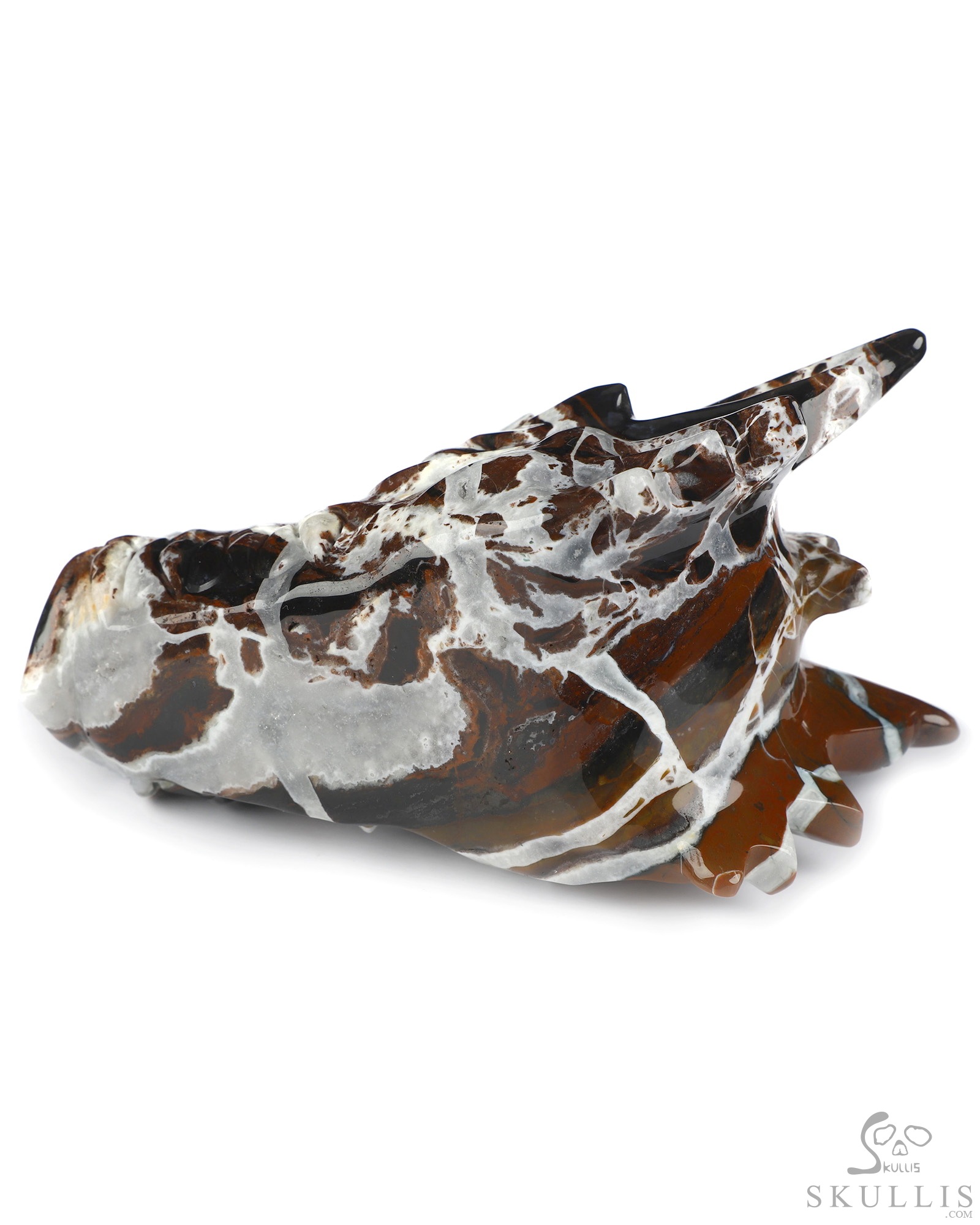5.8" Black Zebra Agate Hand Carved Crystal Dragon Head Skull Sculpture, Crystal Healing 5.8" Black Zebra Agate Hand Carved Crystal Dragon Head Skull Sculpture, Crystal Healing