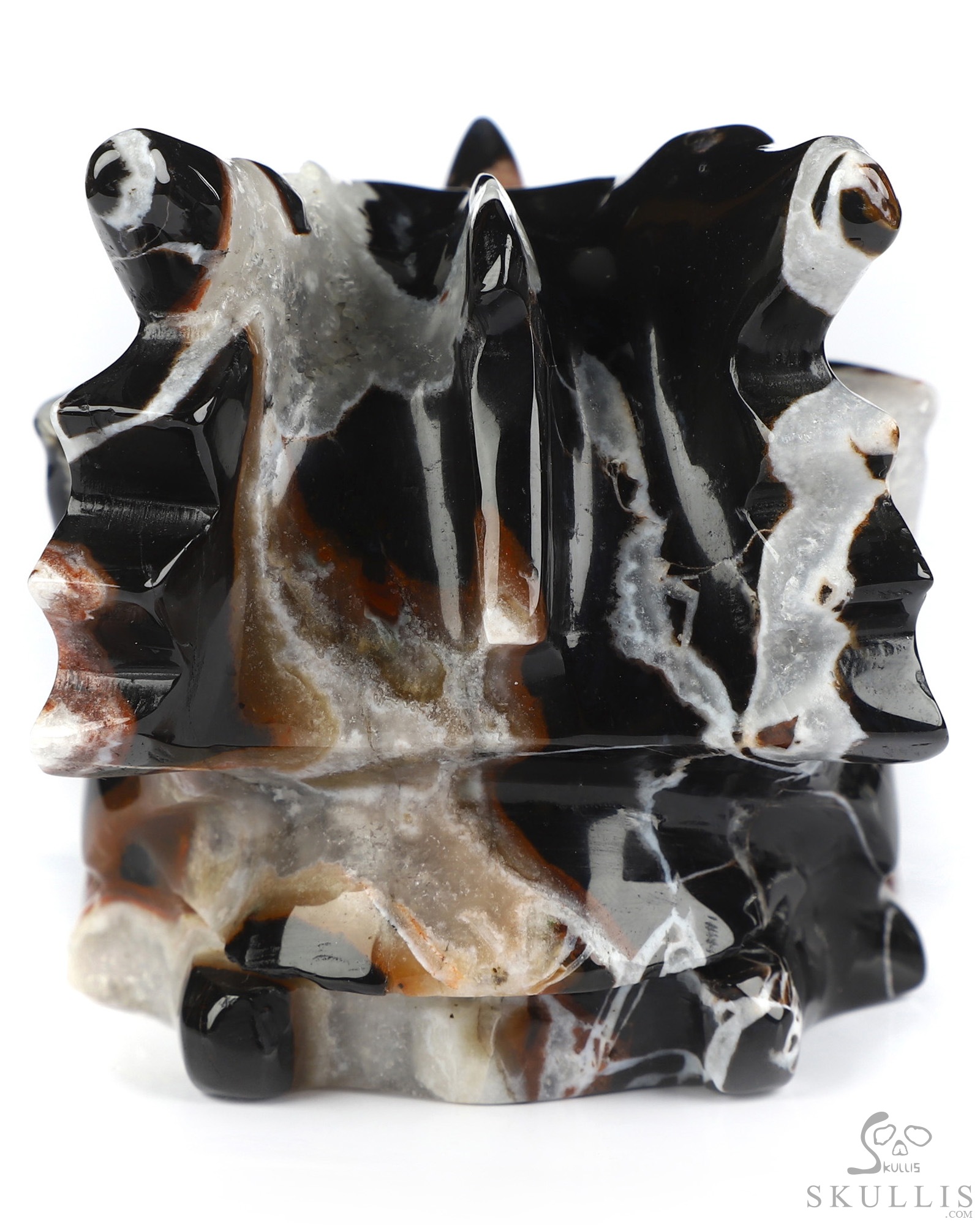 5.0" Black Zebra Agate Hand Carved Crystal Dragon Skull Sculpture, Crystal Healing 5.0" Black Zebra Agate Hand Carved Crystal Dragon Skull Sculpture, Crystal Healing