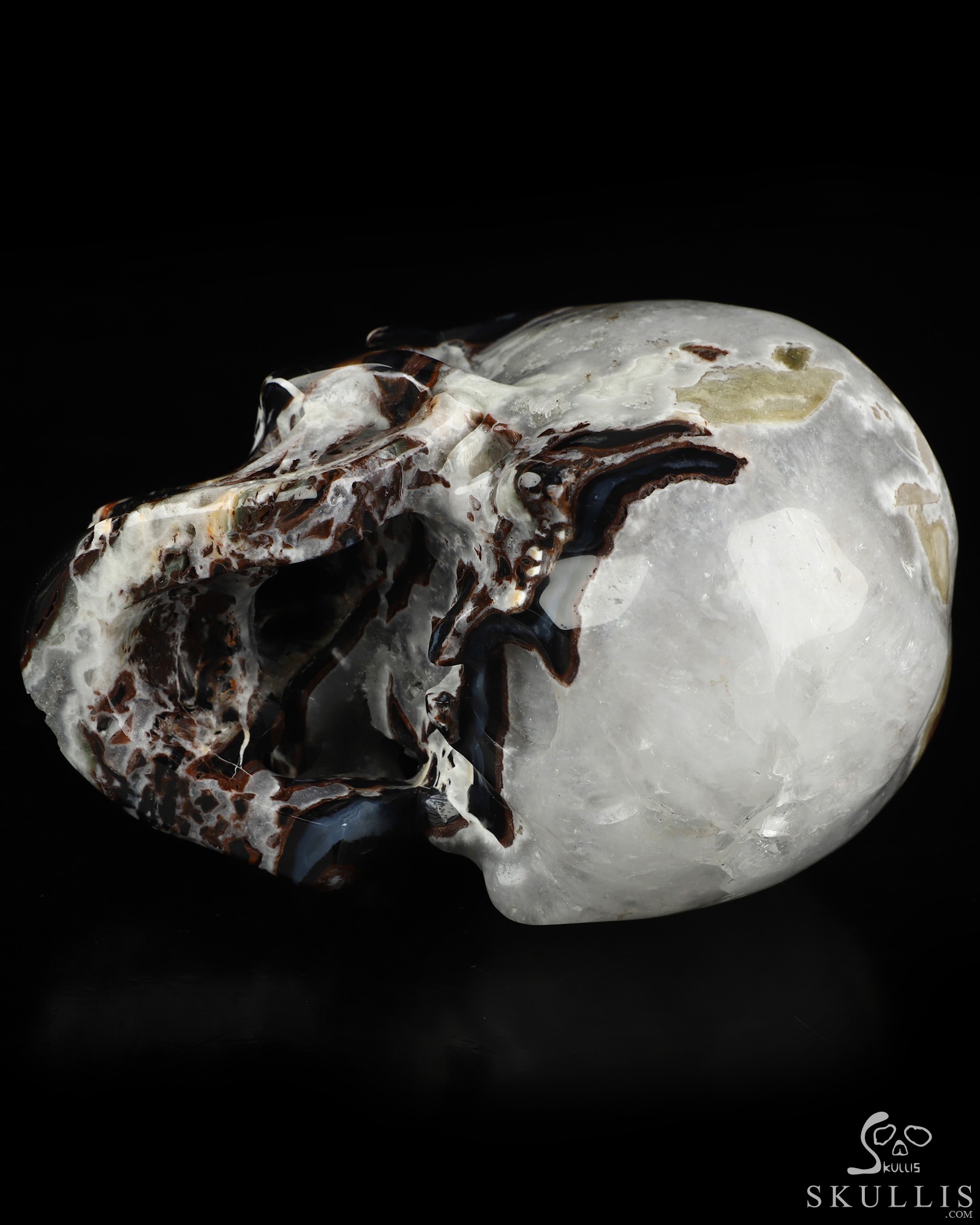 5.0" Black Zebra Agate Hand Carved Crystal Skull, Super Realistic, Crystal Healing 5.0" Black Zebra Agate Hand Carved Crystal Skull, Super Realistic, Crystal Healing