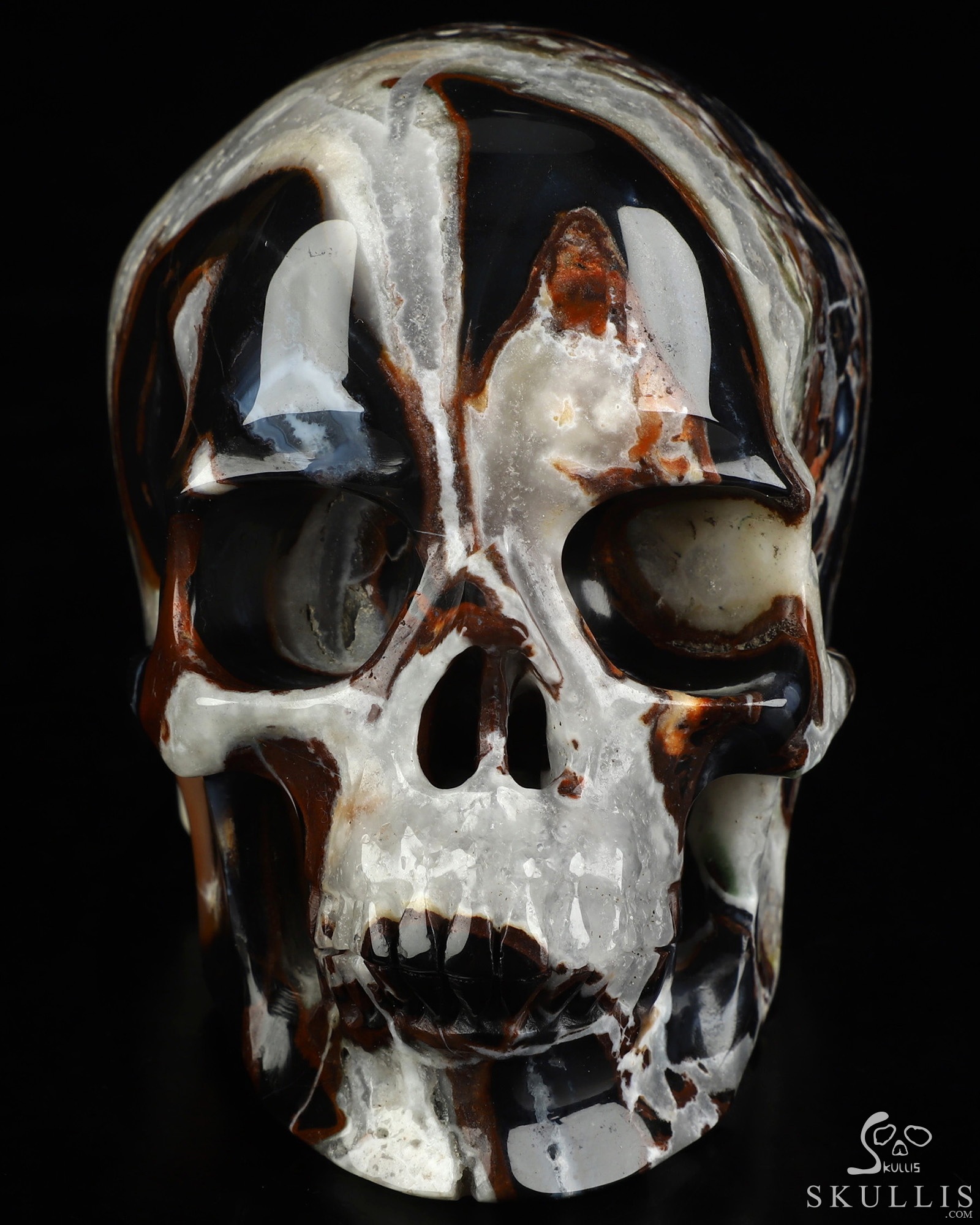 5.0" Black Zebra Agate Hand Carved Crystal Skull, Super Realistic, Crystal Healing 5.0" Black Zebra Agate Hand Carved Crystal Skull, Super Realistic, Crystal Healing