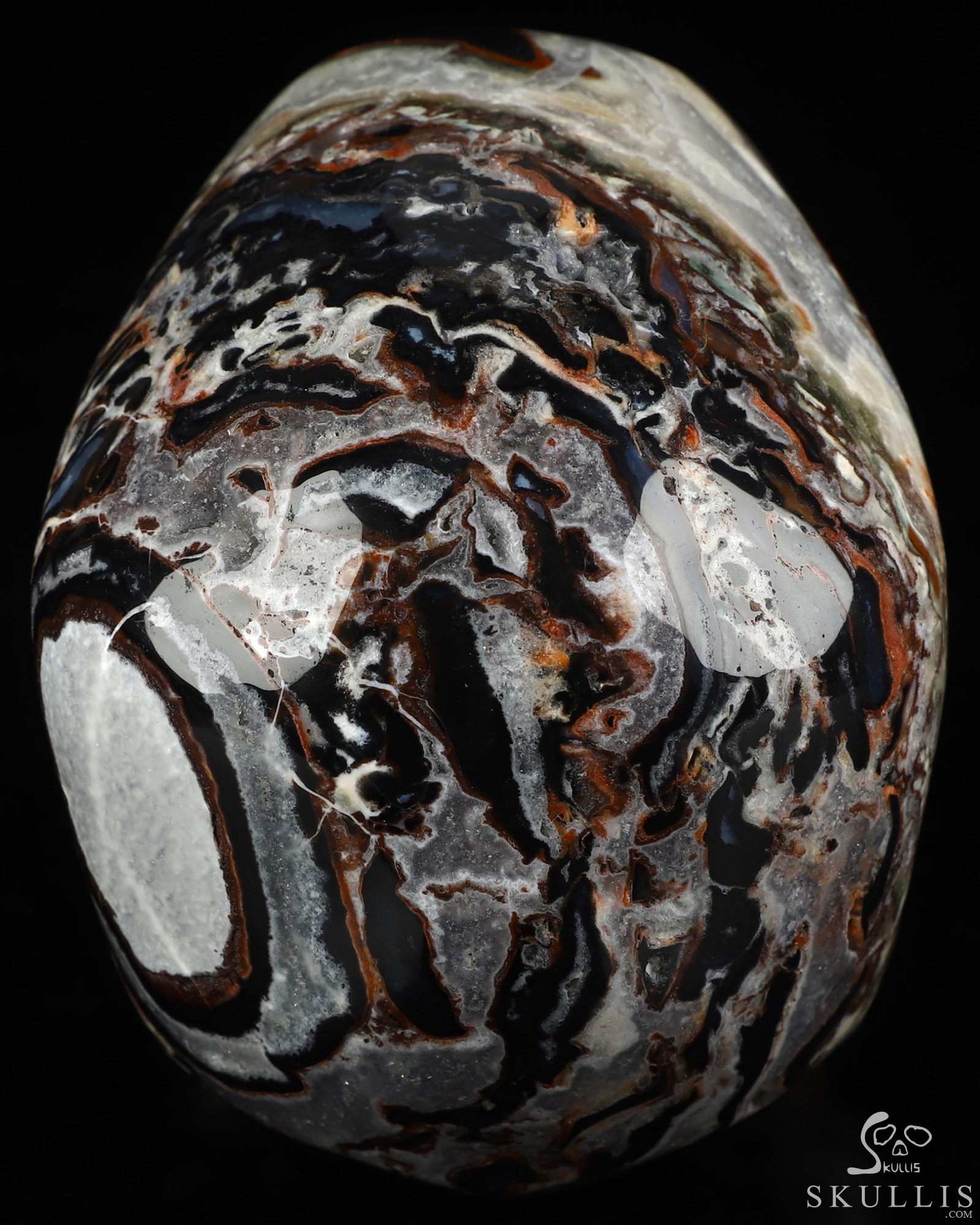 5.0" Black Zebra Agate Hand Carved Crystal Skull, Super Realistic, Crystal Healing 5.0" Black Zebra Agate Hand Carved Crystal Skull, Super Realistic, Crystal Healing
