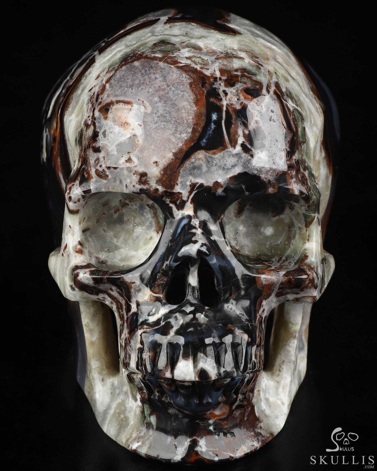 5.0" Black Zebra Agate Hand Carved Crystal Skull, Super Realistic, Crystal Healing 5.0" Black Zebra Agate Hand Carved Crystal Skull, Super Realistic, Crystal Healing
