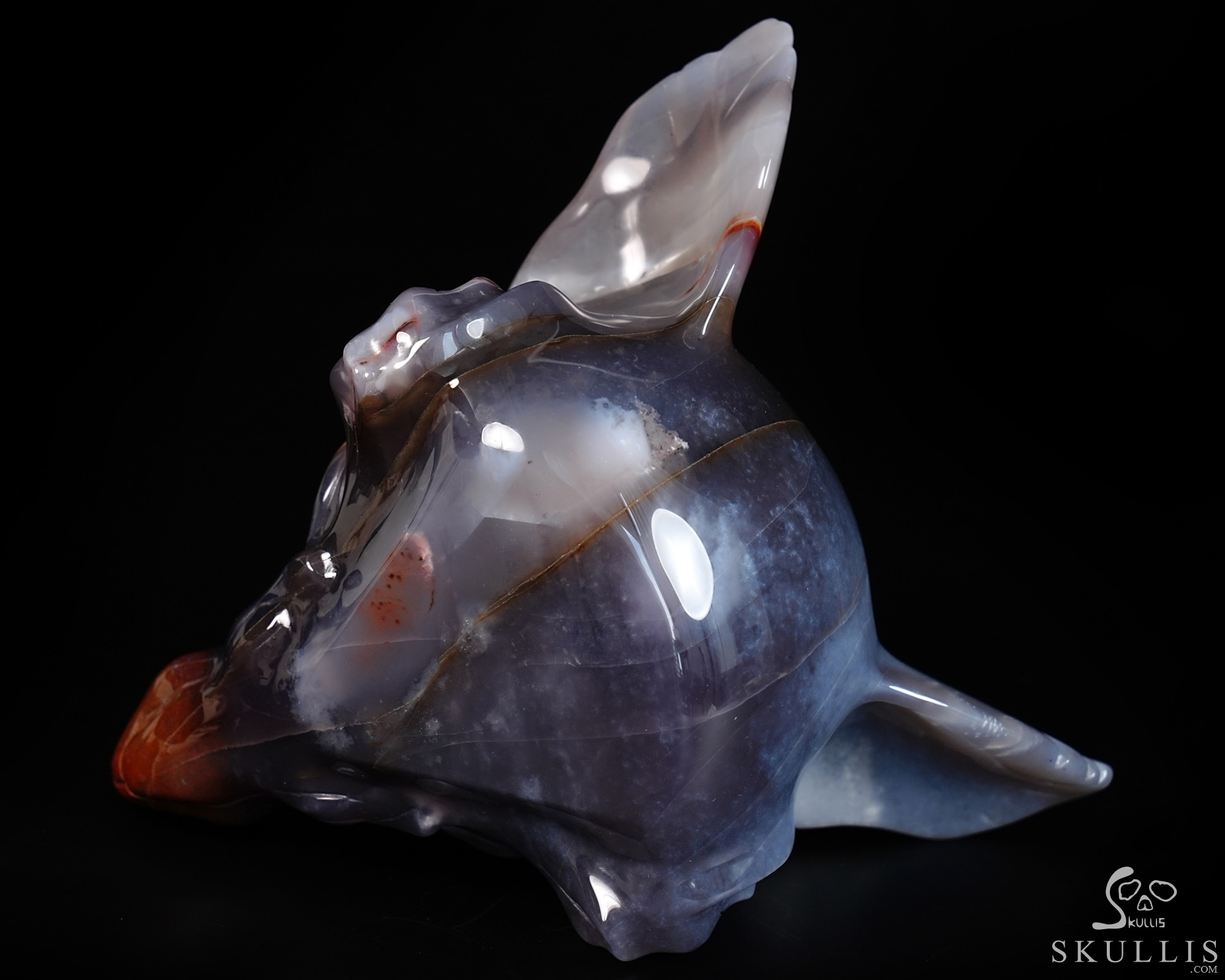 5.2" Black Zebra Agate Hand Carved Crystal Fox Fine Art Sculpture, Crystal Healing 5.2" Black Zebra Agate Hand Carved Crystal Fox Fine Art Sculpture, Crystal Healing