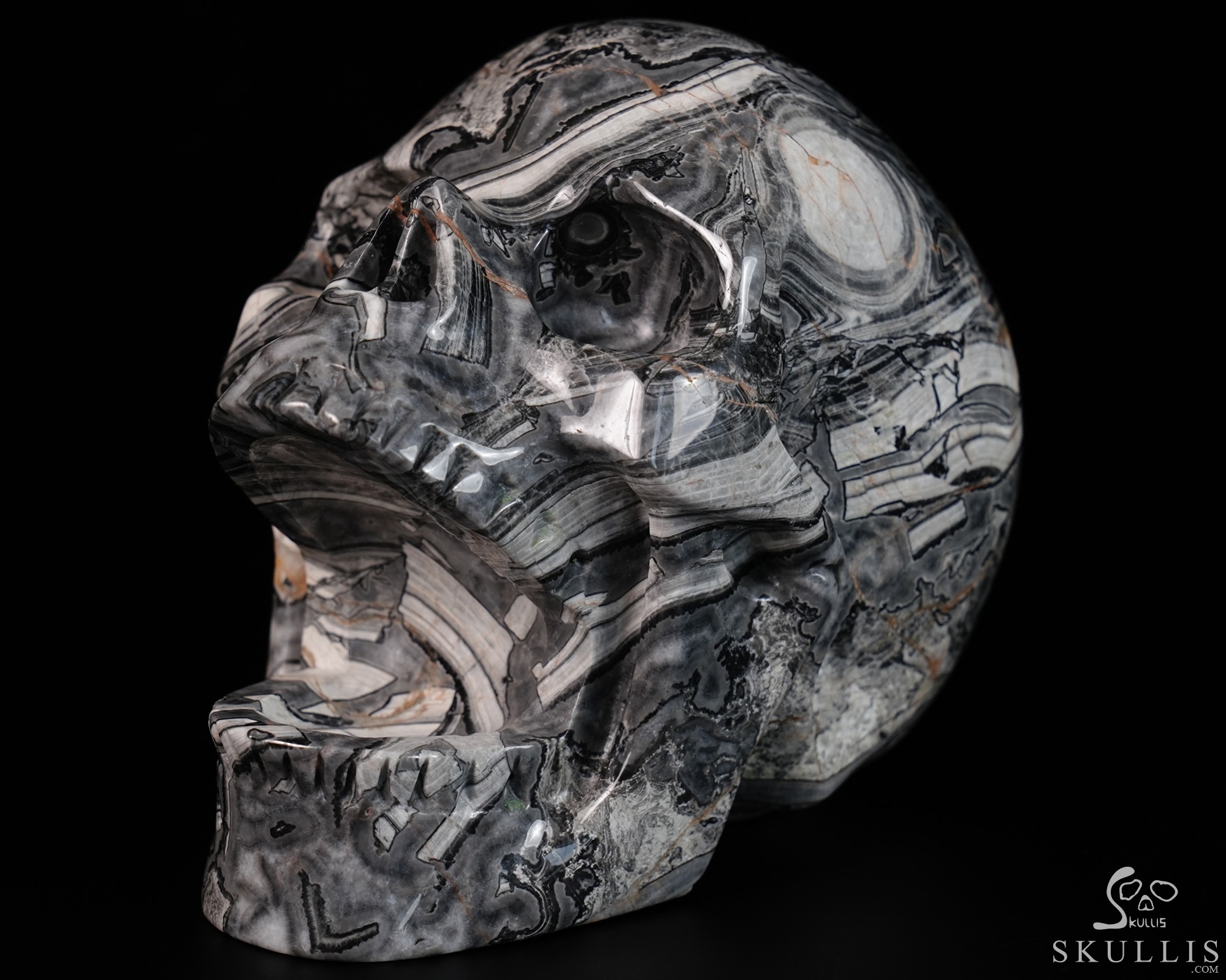 5.2" Crocodile Jasper Hand Carved Laughing Crystal Skull Sculpture, Crystal Healing 5.2" Crocodile Jasper Hand Carved Laughing Crystal Skull Sculpture, Crystal Healing