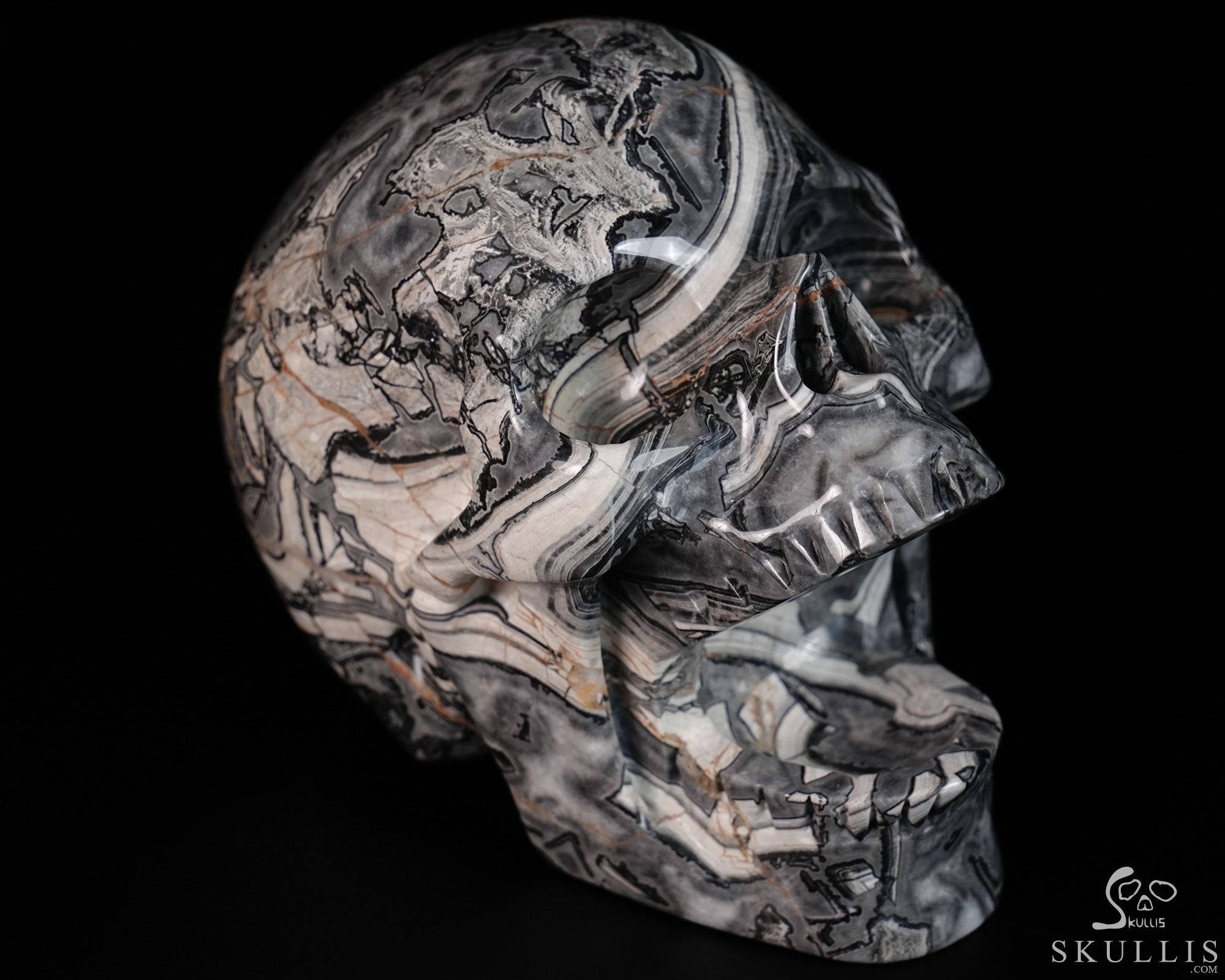 5.2" Crocodile Jasper Hand Carved Laughing Crystal Skull Sculpture, Crystal Healing 5.2" Crocodile Jasper Hand Carved Laughing Crystal Skull Sculpture, Crystal Healing