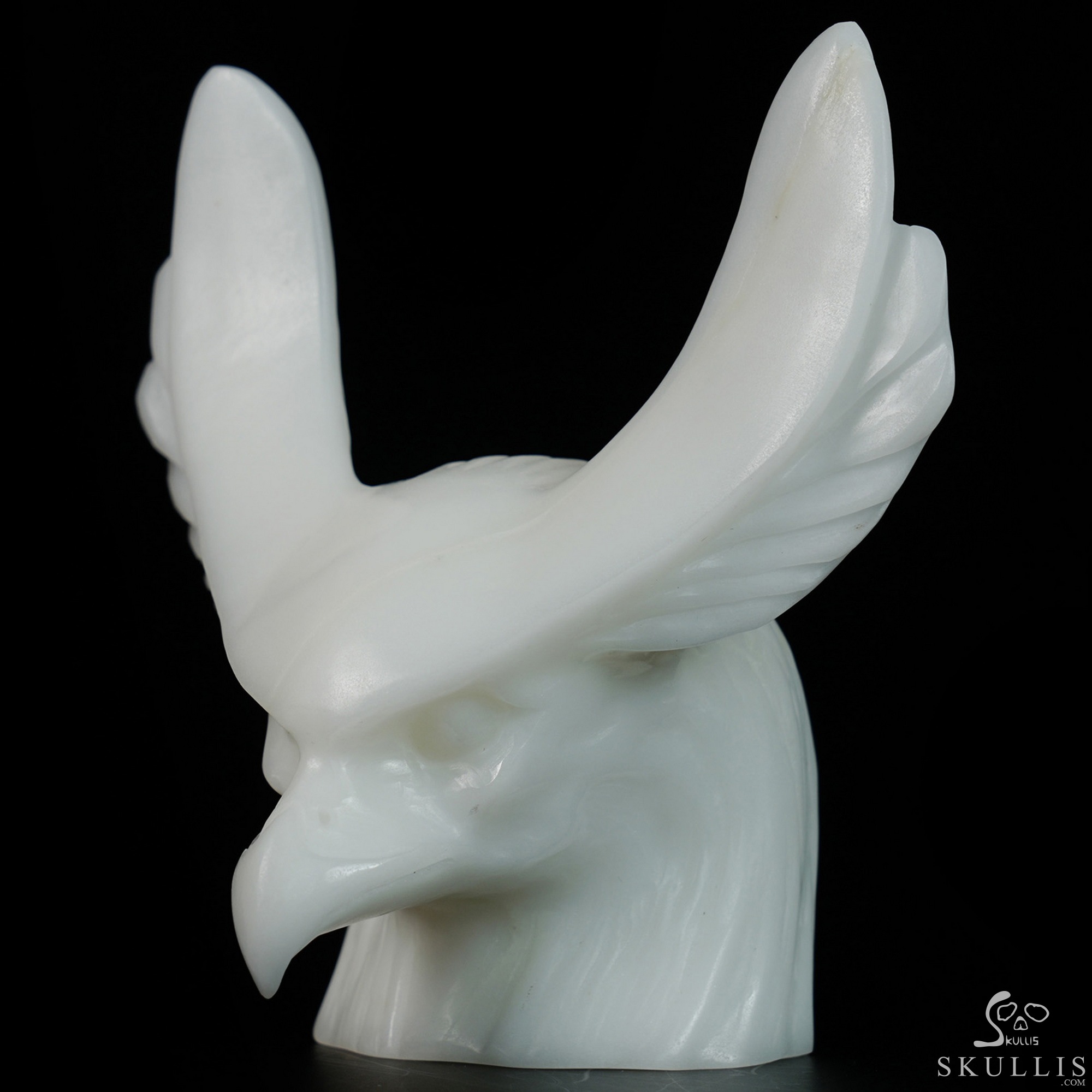 5.0" White Jade Hand Carved Crystal Eagle Fine Art Sculpture, Crystal Healing 5.0" White Jade Hand Carved Crystal Eagle Fine Art Sculpture, Crystal Healing
