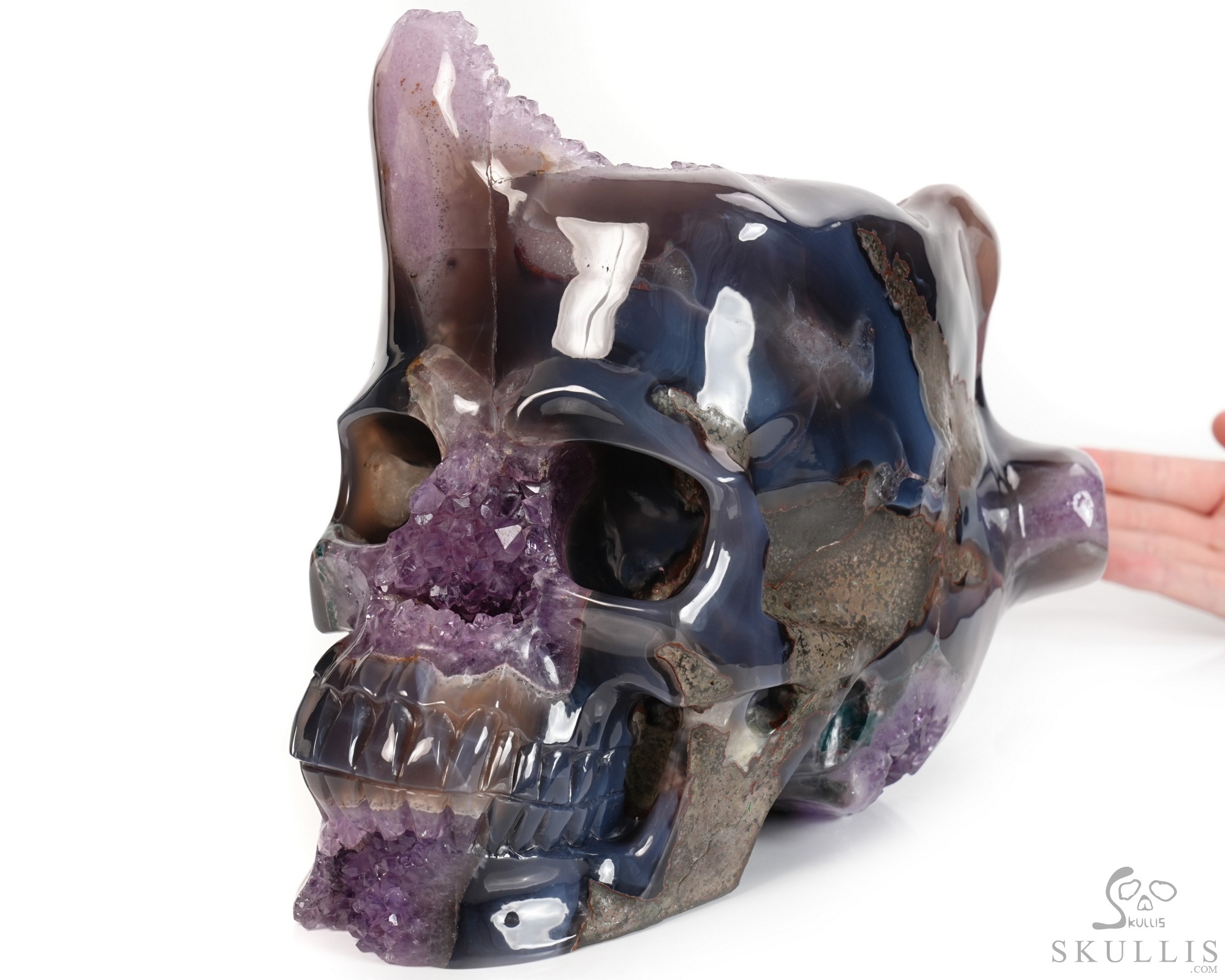 Sept 30, 2026 ACSAD (A Crystal Skull a Day) - Galaxy Transferred - 10.0" Agate Amethyst Geode Hand Carved Crystal Skull Fine Art Sculpture, Crystal Healing Sept 30, 2026 ACSAD (A Crystal Skull a Day) - Galaxy Transferred - 10.0" Agate Amethyst Geode Hand Carved Crystal Skull Fine Art Sculpture, Crystal Healing