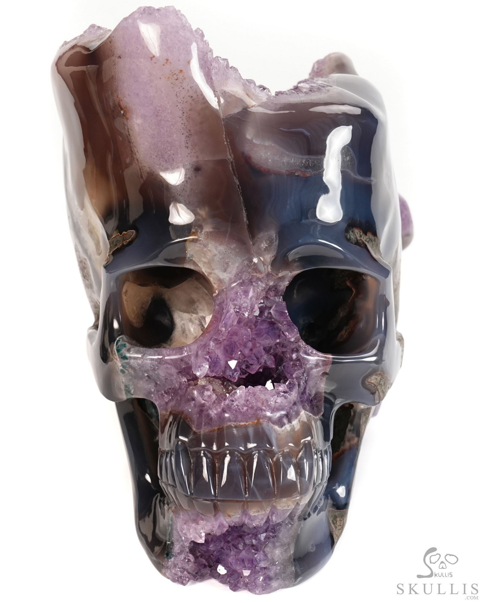Sept 30, 2026 ACSAD (A Crystal Skull a Day) - Galaxy Transferred - 10.0" Agate Amethyst Geode Hand Carved Crystal Skull Fine Art Sculpture, Crystal Healing Sept 30, 2026 ACSAD (A Crystal Skull a Day) - Galaxy Transferred - 10.0" Agate Amethyst Geode Hand Carved Crystal Skull Fine Art Sculpture, Crystal Healing