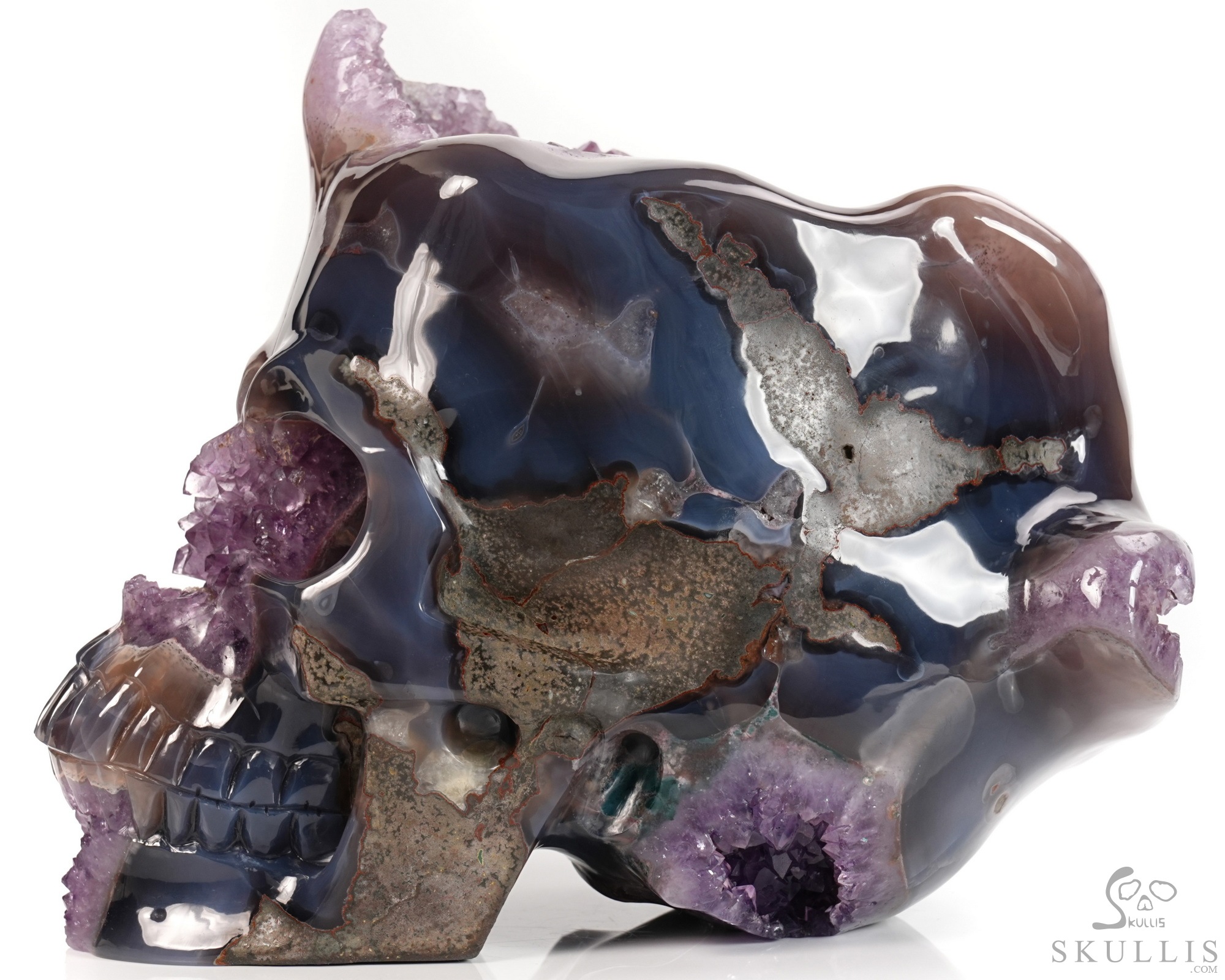 Sept 30, 2026 ACSAD (A Crystal Skull a Day) - Galaxy Transferred - 10.0" Agate Amethyst Geode Hand Carved Crystal Skull Fine Art Sculpture, Crystal Healing Sept 30, 2026 ACSAD (A Crystal Skull a Day) - Galaxy Transferred - 10.0" Agate Amethyst Geode Hand Carved Crystal Skull Fine Art Sculpture, Crystal Healing