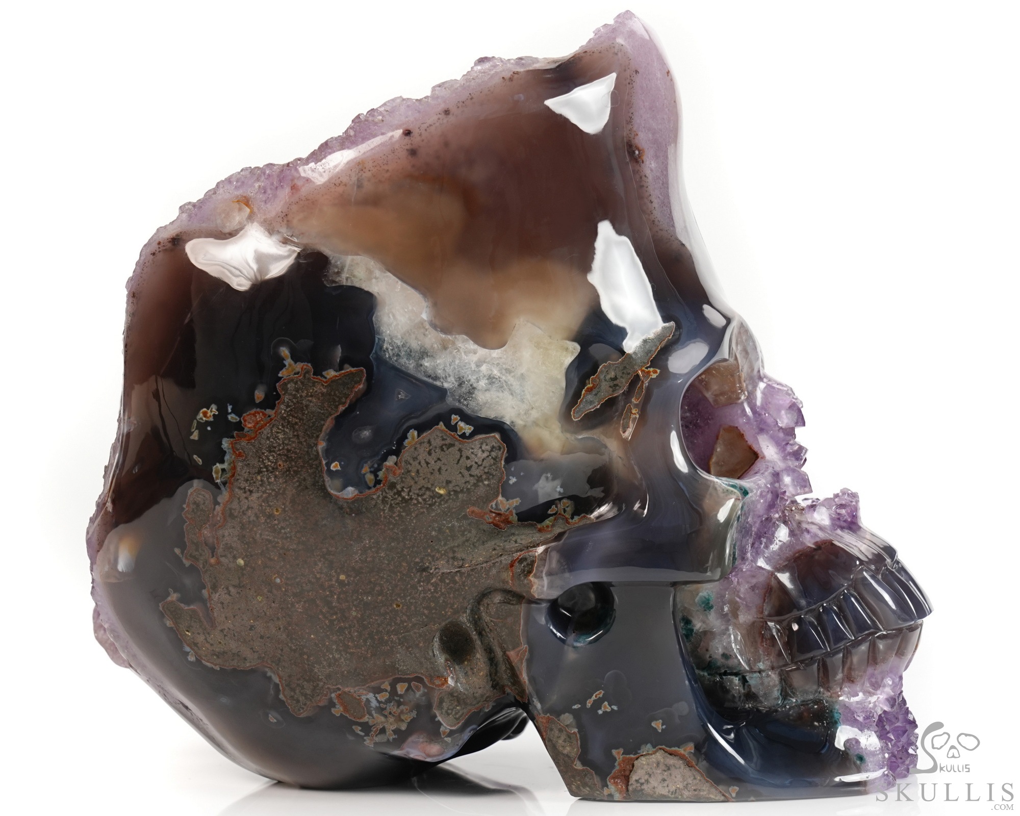 Sept 30, 2026 ACSAD (A Crystal Skull a Day) - Galaxy Transferred - 10.0" Agate Amethyst Geode Hand Carved Crystal Skull Fine Art Sculpture, Crystal Healing Sept 30, 2026 ACSAD (A Crystal Skull a Day) - Galaxy Transferred - 10.0" Agate Amethyst Geode Hand Carved Crystal Skull Fine Art Sculpture, Crystal Healing