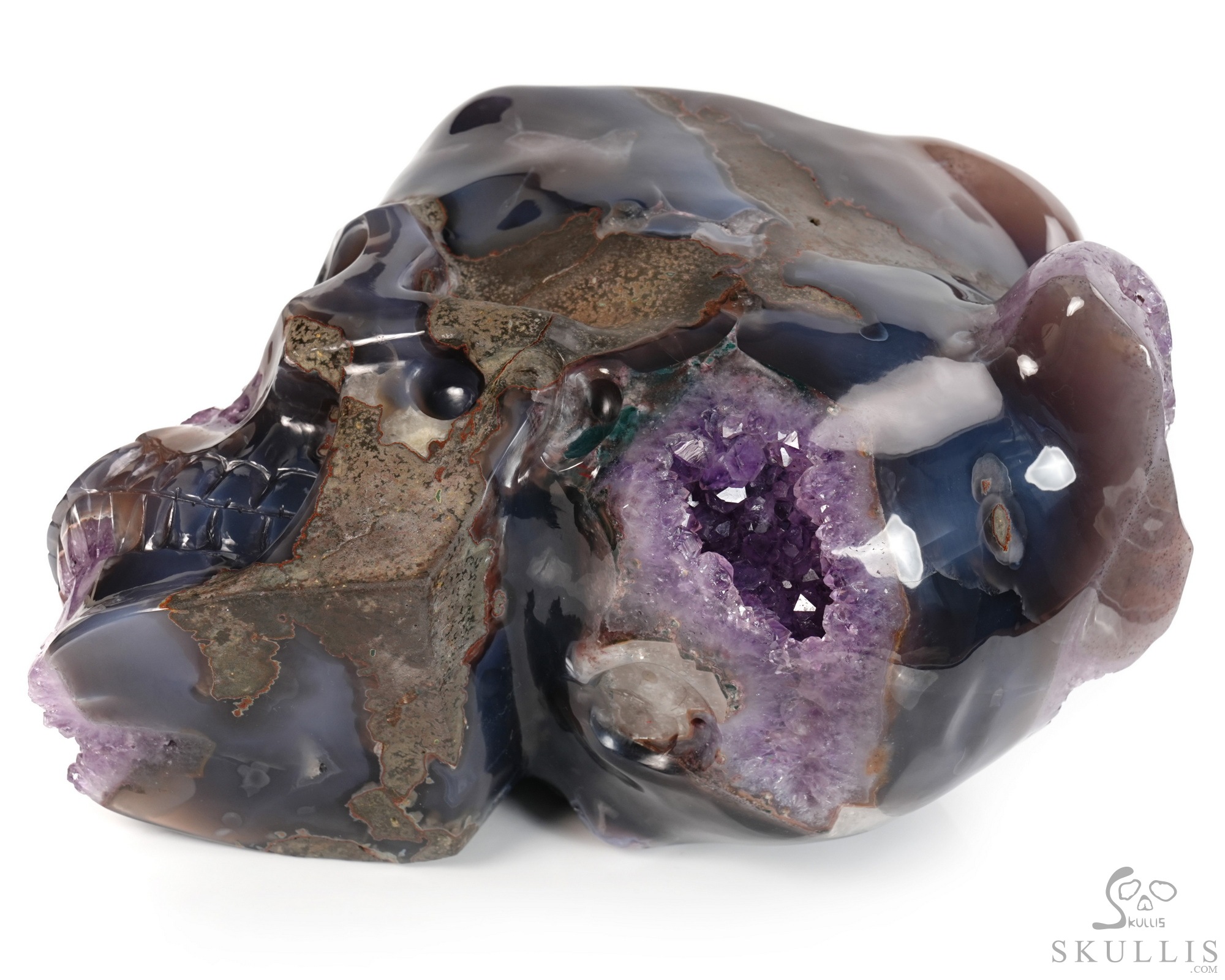 Sept 30, 2026 ACSAD (A Crystal Skull a Day) - Galaxy Transferred - 10.0" Agate Amethyst Geode Hand Carved Crystal Skull Fine Art Sculpture, Crystal Healing Sept 30, 2026 ACSAD (A Crystal Skull a Day) - Galaxy Transferred - 10.0" Agate Amethyst Geode Hand Carved Crystal Skull Fine Art Sculpture, Crystal Healing