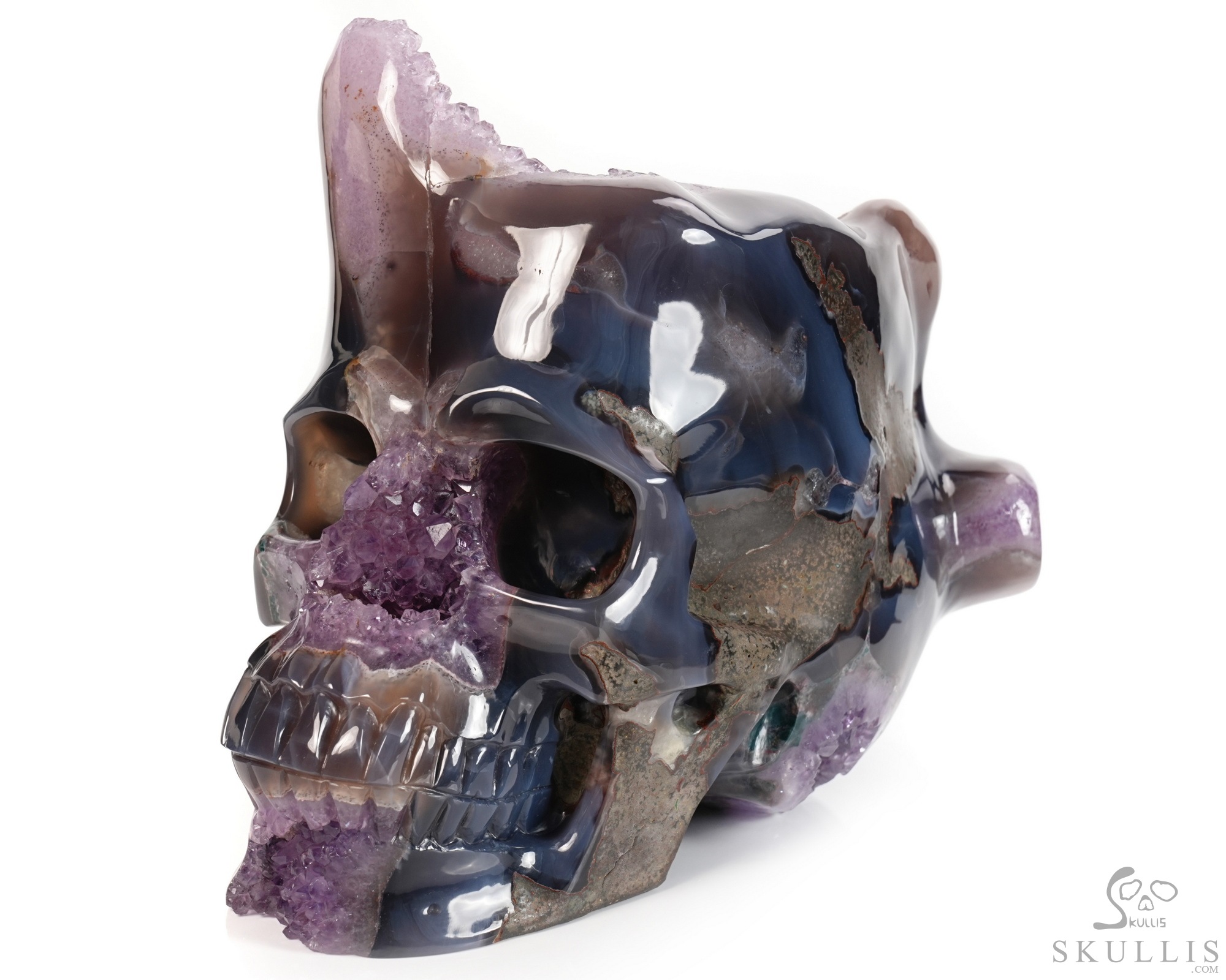 Sept 30, 2026 ACSAD (A Crystal Skull a Day) - Galaxy Transferred - 10.0" Agate Amethyst Geode Hand Carved Crystal Skull Fine Art Sculpture, Crystal Healing Sept 30, 2026 ACSAD (A Crystal Skull a Day) - Galaxy Transferred - 10.0" Agate Amethyst Geode Hand Carved Crystal Skull Fine Art Sculpture, Crystal Healing