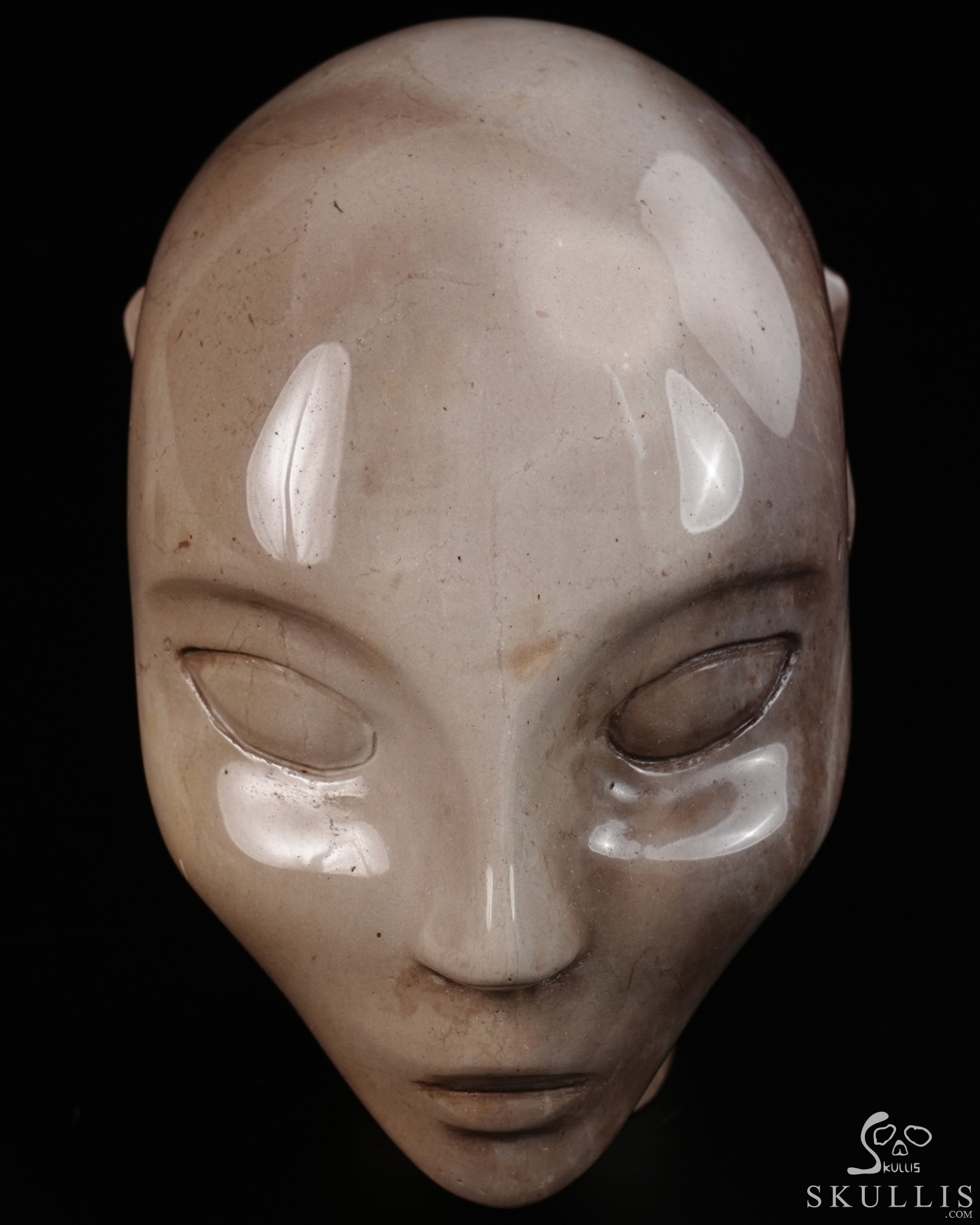 4.0" Unknown Stone Hand Carved Fairy Elf Alien Crystal Skull Companion Sculpture, Crystal Healing 4.0" Unknown Stone Hand Carved Fairy Elf Alien Crystal Skull Companion Sculpture, Crystal Healing