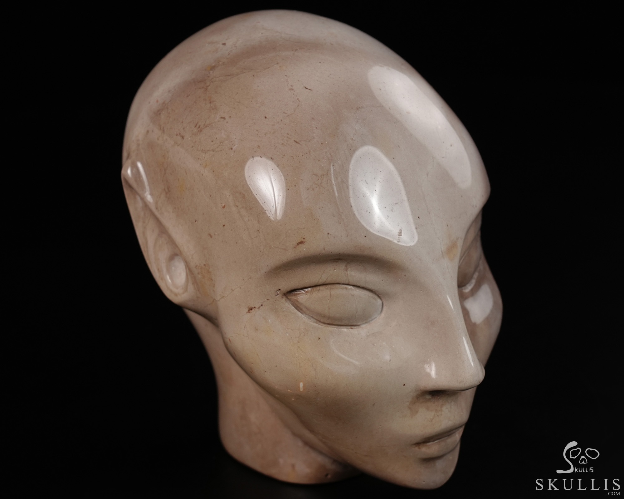 4.0" Unknown Stone Hand Carved Fairy Elf Alien Crystal Skull Companion Sculpture, Crystal Healing 4.0" Unknown Stone Hand Carved Fairy Elf Alien Crystal Skull Companion Sculpture, Crystal Healing