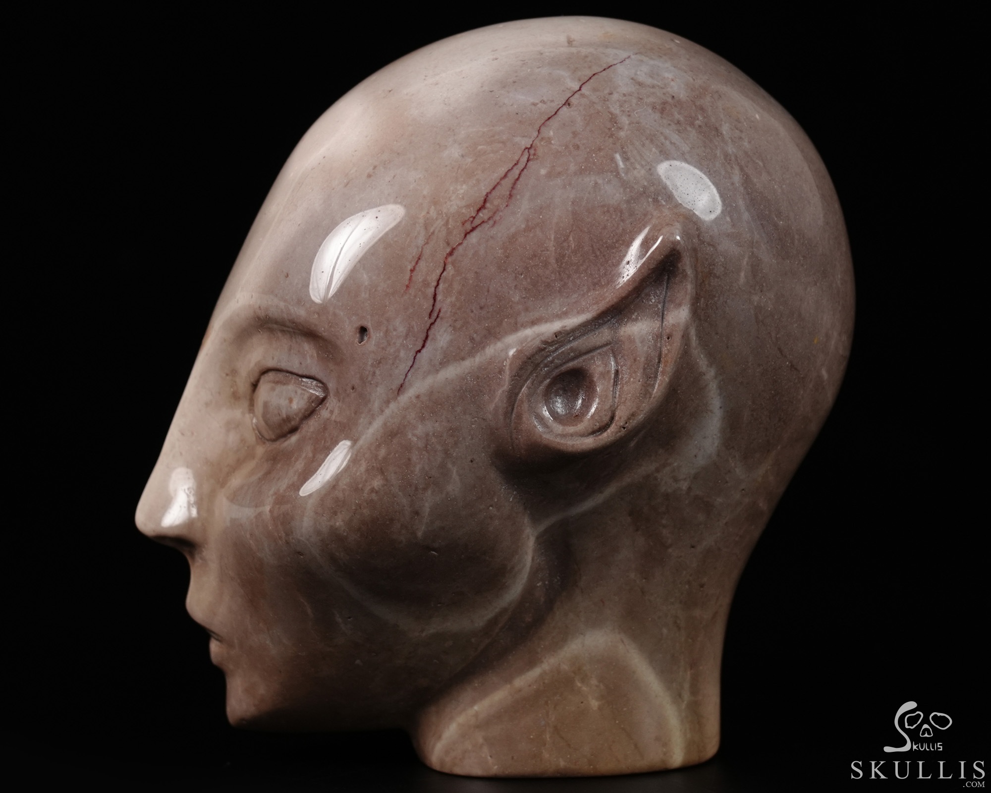 4.0" Unknown Stone Hand Carved Fairy Elf Alien Crystal Skull Companion Sculpture, Crystal Healing 4.0" Unknown Stone Hand Carved Fairy Elf Alien Crystal Skull Companion Sculpture, Crystal Healing