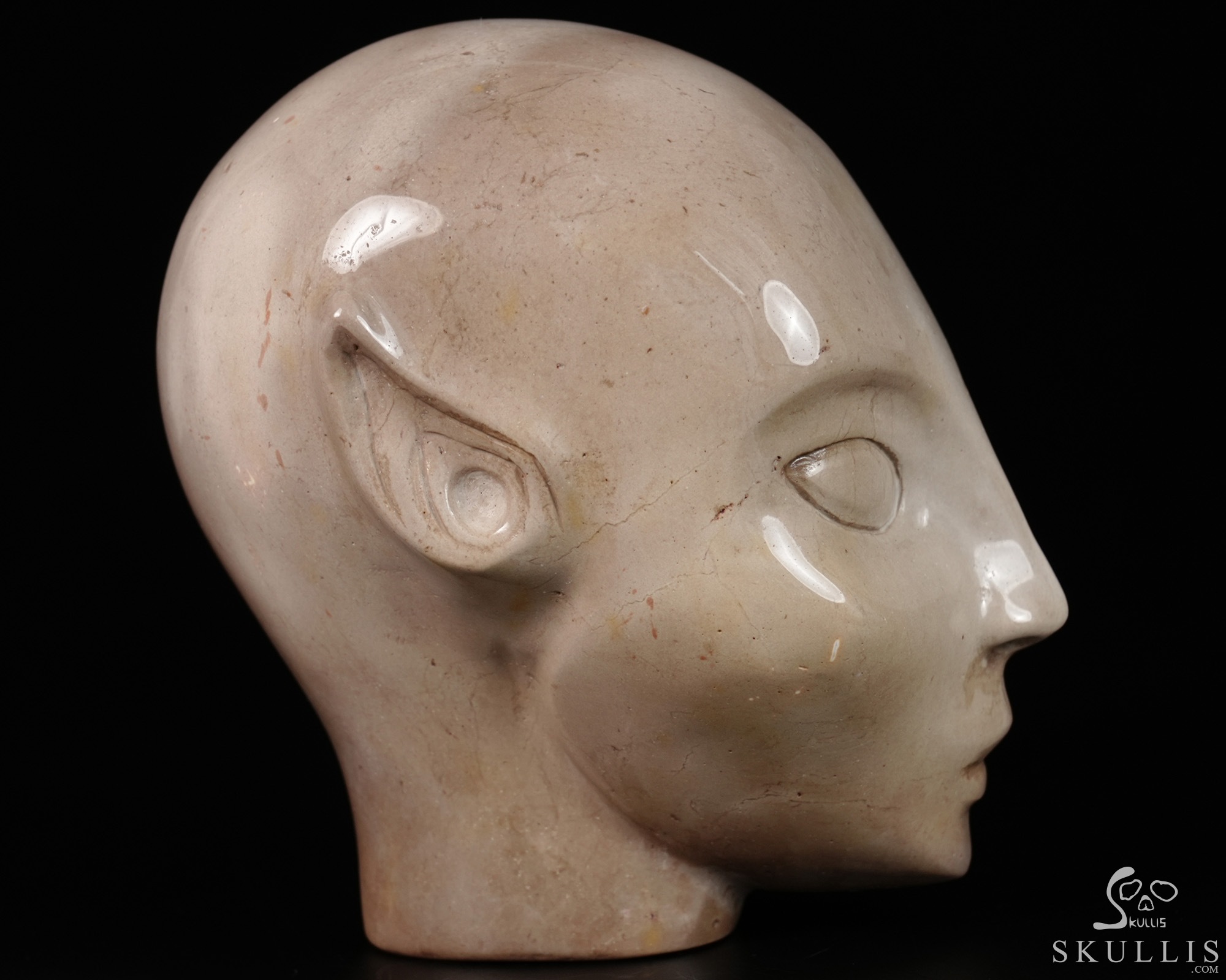 4.0" Unknown Stone Hand Carved Fairy Elf Alien Crystal Skull Companion Sculpture, Crystal Healing 4.0" Unknown Stone Hand Carved Fairy Elf Alien Crystal Skull Companion Sculpture, Crystal Healing