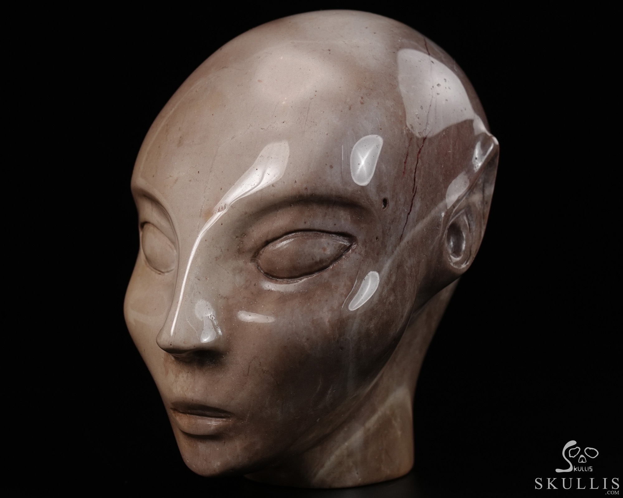 4.0" Unknown Stone Hand Carved Fairy Elf Alien Crystal Skull Companion Sculpture, Crystal Healing 4.0" Unknown Stone Hand Carved Fairy Elf Alien Crystal Skull Companion Sculpture, Crystal Healing