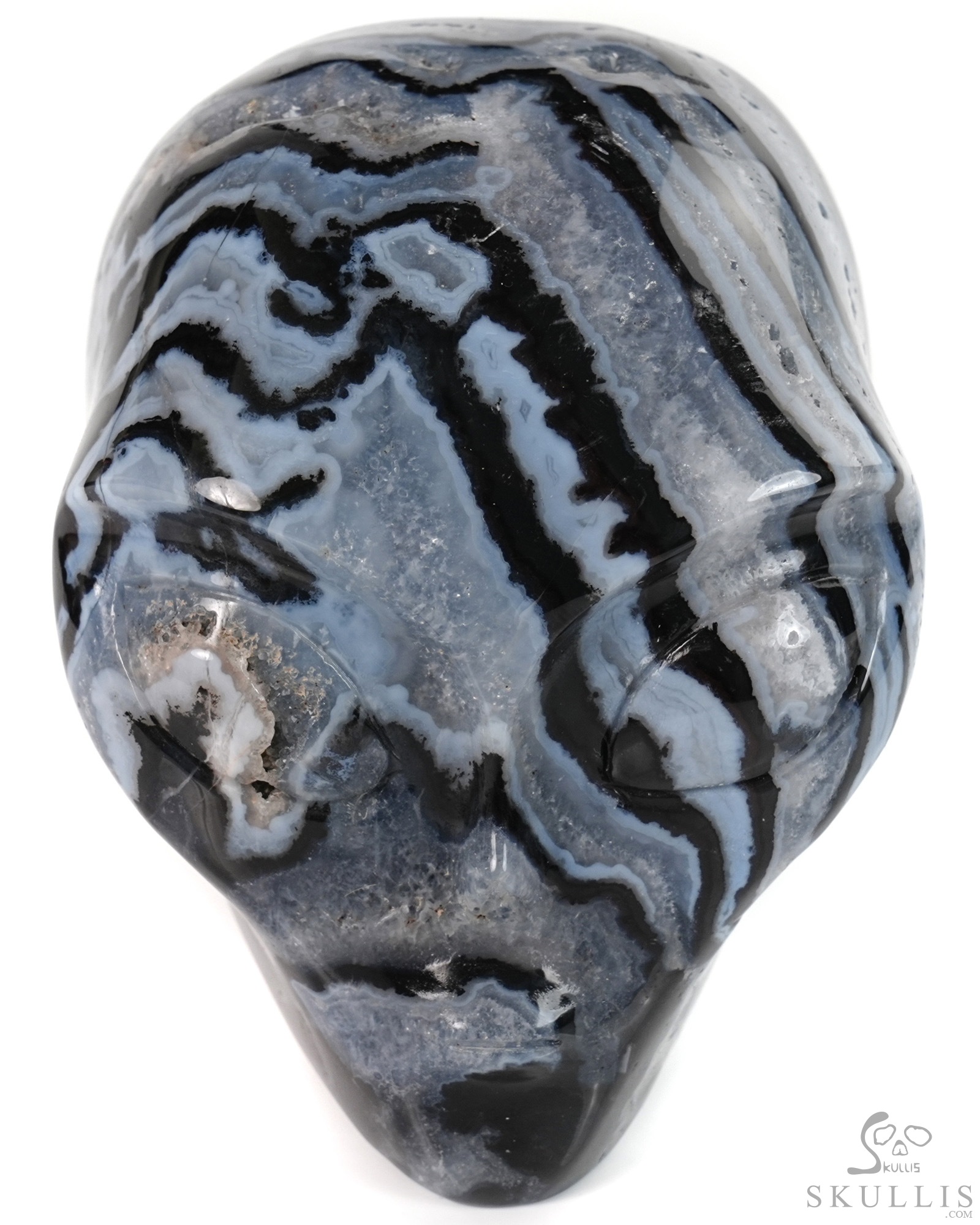 4.0" Black Zebra Agate Star Being Female Alien Crystal Skull Companion, Hand Carved Gemstone Fine Art Sculpture, Reiki Healing Stone Statue 4.0" Black Zebra Agate Star Being Female Alien Crystal Skull Companion, Hand Carved Gemstone Fine Art Sculpture, Reiki Healing Stone Statue