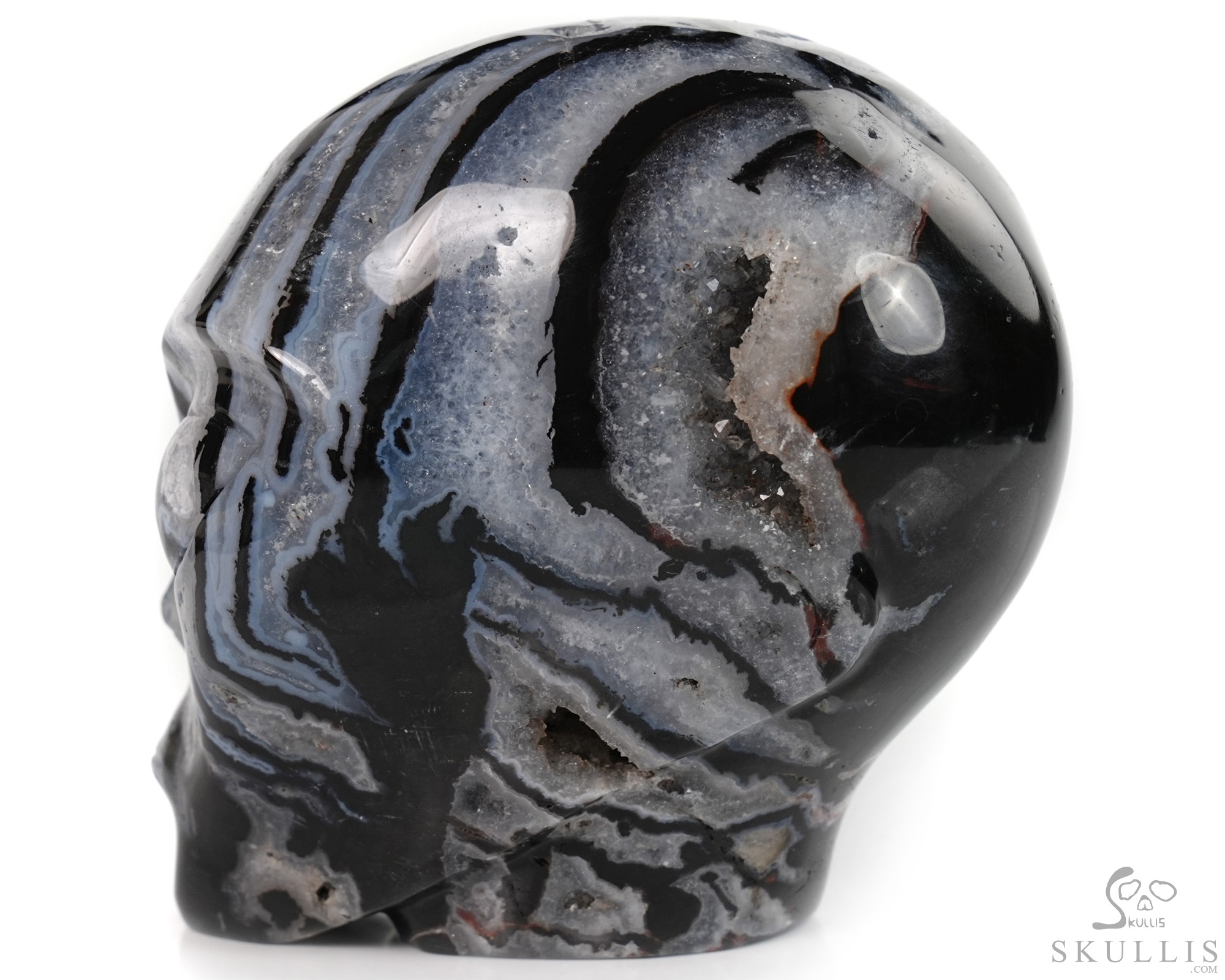 4.0" Black Zebra Agate Star Being Female Alien Crystal Skull Companion, Hand Carved Gemstone Fine Art Sculpture, Reiki Healing Stone Statue 4.0" Black Zebra Agate Star Being Female Alien Crystal Skull Companion, Hand Carved Gemstone Fine Art Sculpture, Reiki Healing Stone Statue