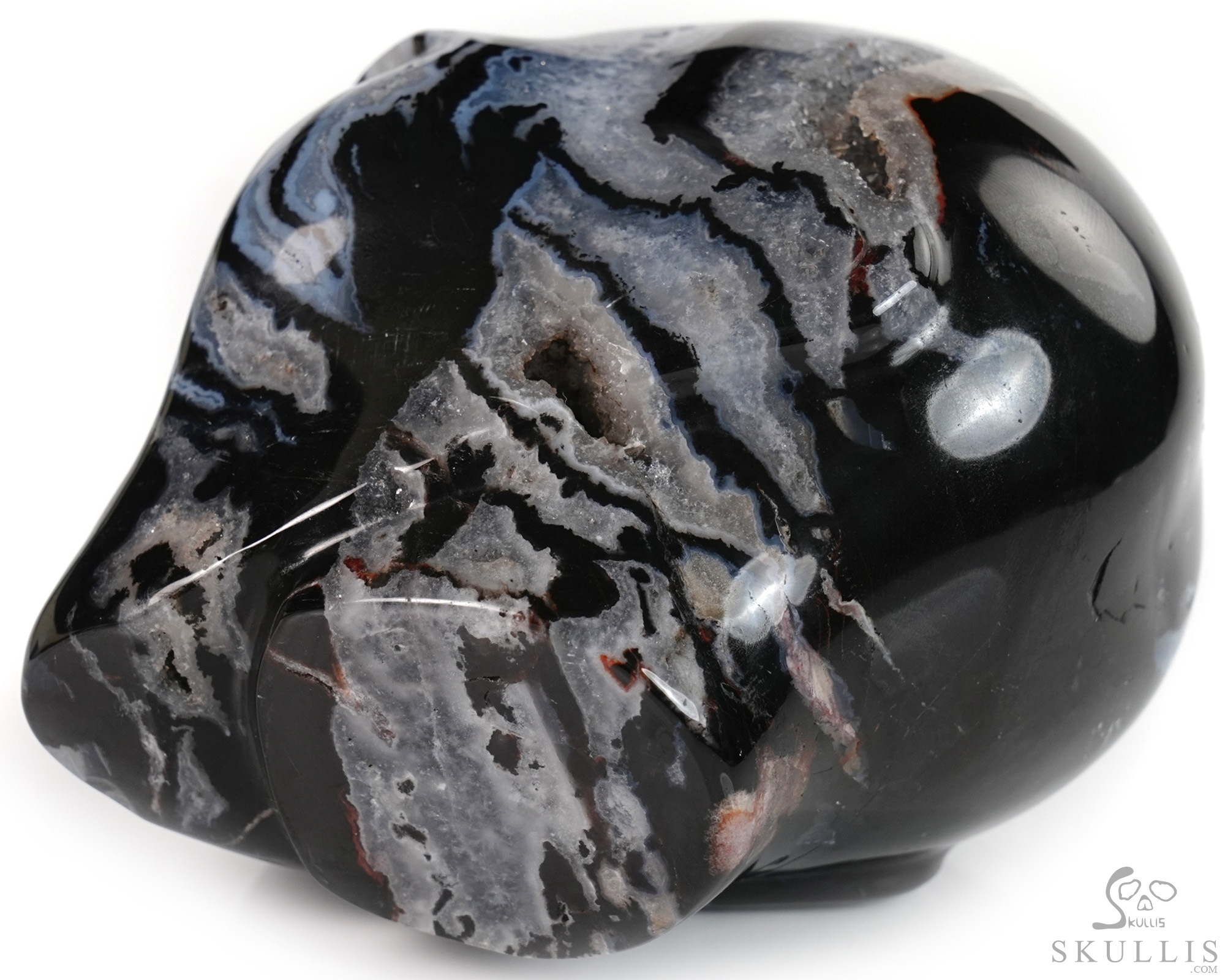 4.0" Black Zebra Agate Star Being Female Alien Crystal Skull Companion, Hand Carved Gemstone Fine Art Sculpture, Reiki Healing Stone Statue 4.0" Black Zebra Agate Star Being Female Alien Crystal Skull Companion, Hand Carved Gemstone Fine Art Sculpture, Reiki Healing Stone Statue