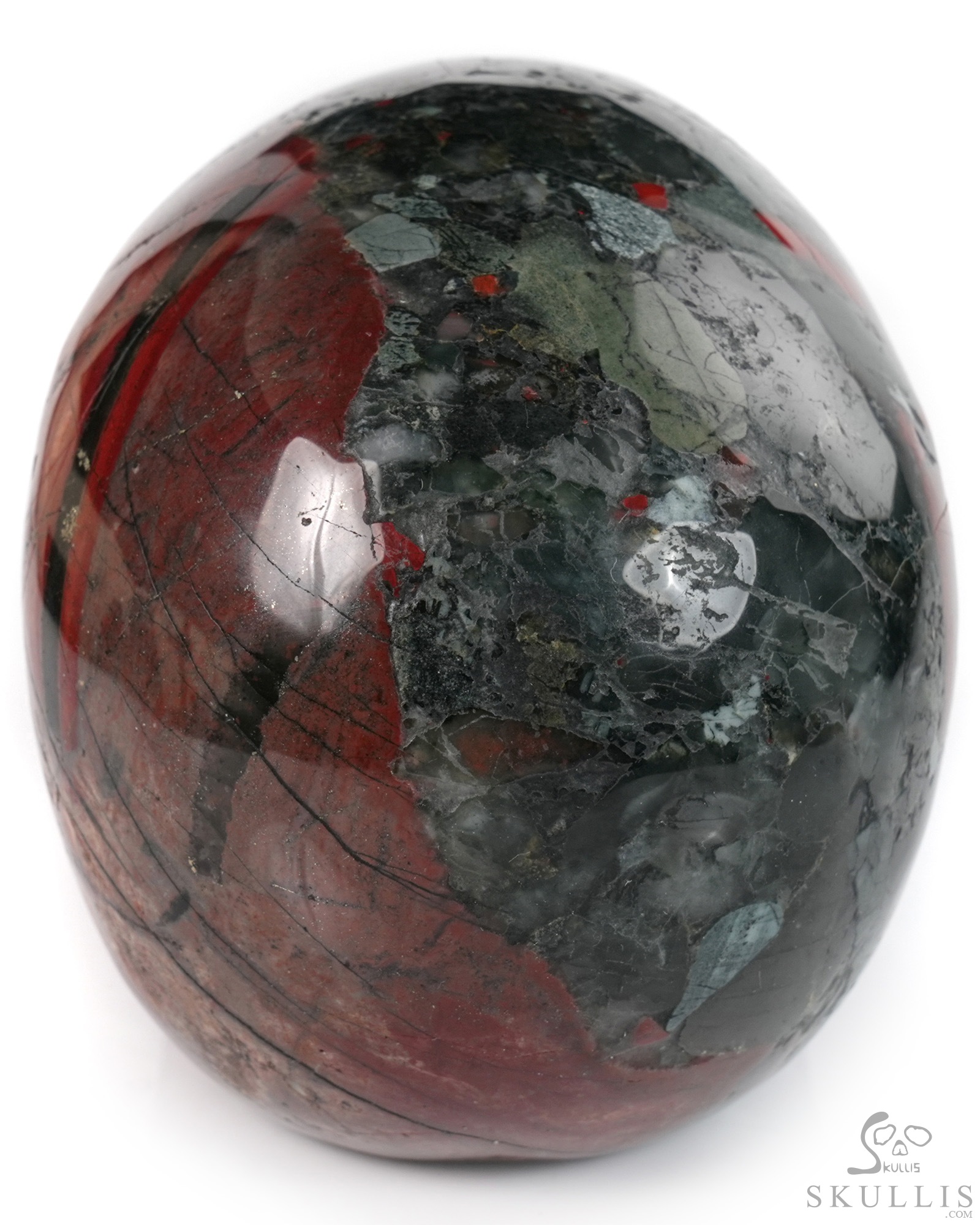 5.0" African Bloodstone Hand Carved Crystal Skull, Realistic, Crystal Healing 5.0" African Bloodstone Hand Carved Crystal Skull, Realistic, Crystal Healing