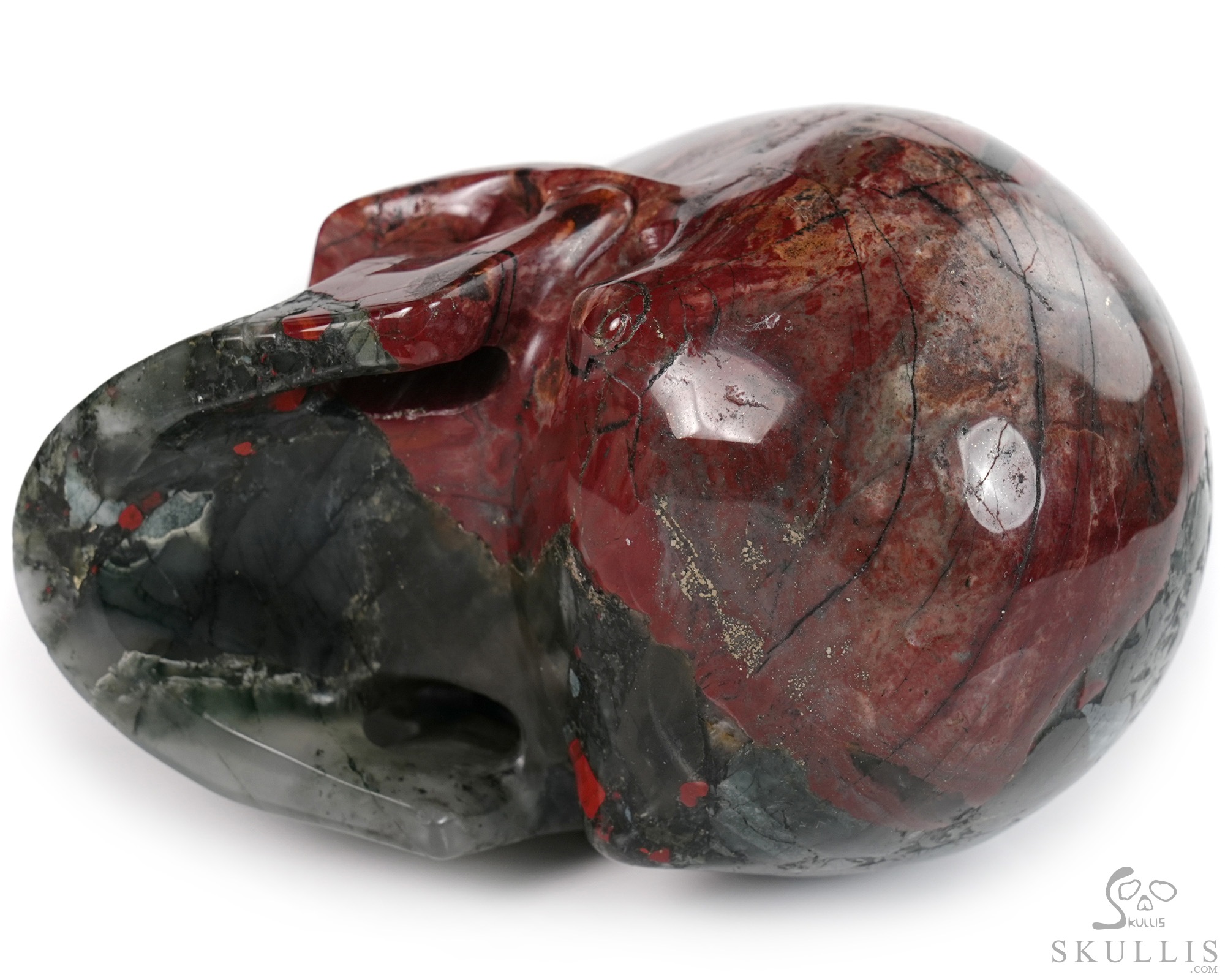5.0" African Bloodstone Hand Carved Crystal Skull, Realistic, Crystal Healing 5.0" African Bloodstone Hand Carved Crystal Skull, Realistic, Crystal Healing