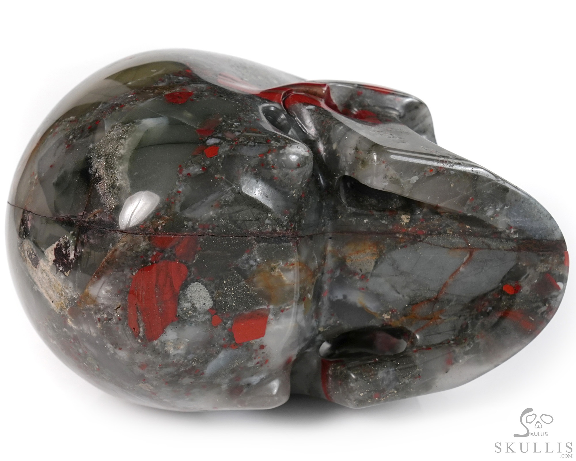 5.0" African Bloodstone Hand Carved Crystal Skull, Realistic, Crystal Healing 5.0" African Bloodstone Hand Carved Crystal Skull, Realistic, Crystal Healing