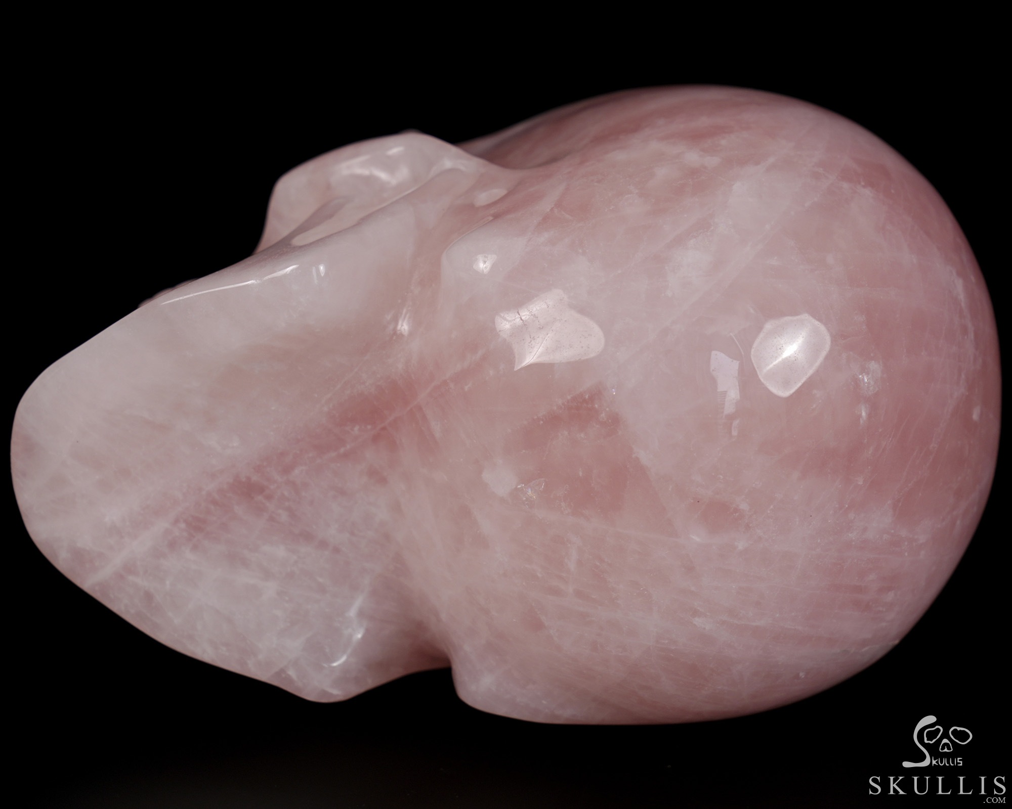 5.1" Rose Quartz Hand Carved Singing Crystal Skull Sculpture, Crystal Healing 5.1" Rose Quartz Hand Carved Singing Crystal Skull Sculpture, Crystal Healing
