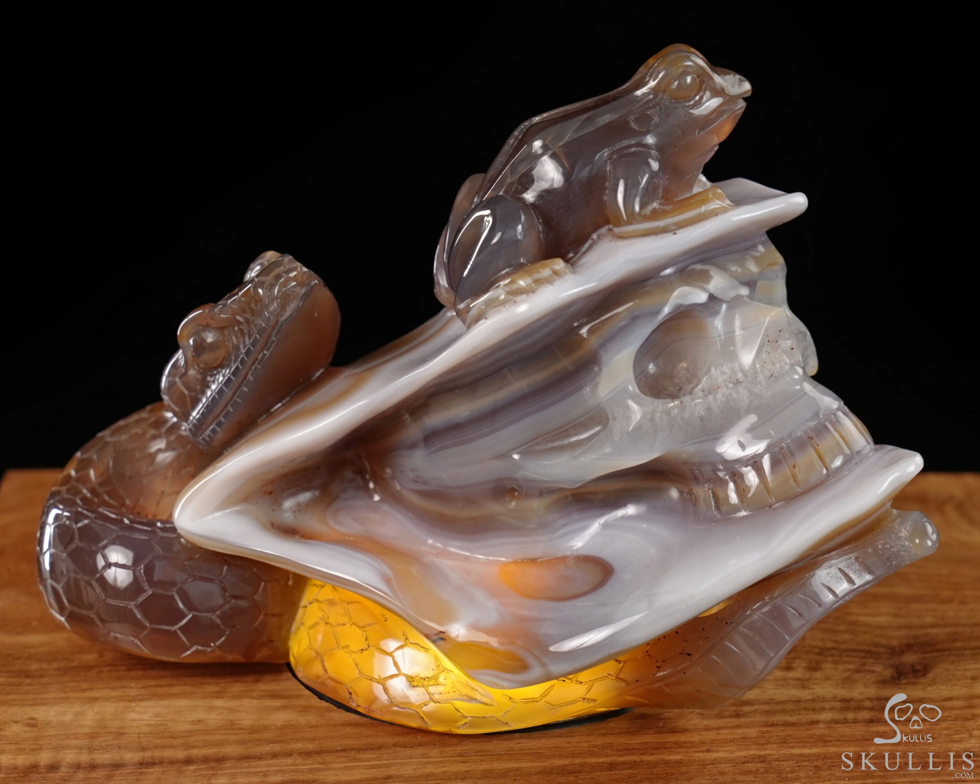 July 3, 2026 ACSAD (A Crystal Skull a Day) - Nature Never Mourns - 5.4" Carved Agate Snake And Toad Crystal Skull Fine Art Sculpture, Crystal Healing July 3, 2026 ACSAD (A Crystal Skull a Day) - Nature Never Mourns - 5.4" Carved Agate Snake And Toad Crystal Skull Fine Art Sculpture, Crystal Healing