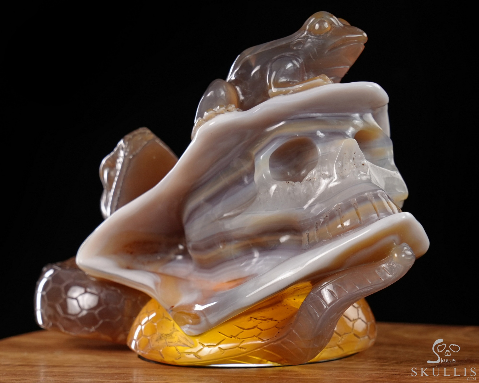 July 3, 2026 ACSAD (A Crystal Skull a Day) - Nature Never Mourns - 5.4" Carved Agate Snake And Toad Crystal Skull Fine Art Sculpture, Crystal Healing July 3, 2026 ACSAD (A Crystal Skull a Day) - Nature Never Mourns - 5.4" Carved Agate Snake And Toad Crystal Skull Fine Art Sculpture, Crystal Healing